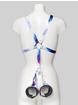 Bondage Boutique Cosmic Body Harness with Wrist and Thigh Restraint, Blue, hi-res