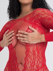 Lovehoney All About That Lace Fishnet Bodystocking, Red, hi-res