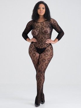 Lovehoney Plus Size Boudoir Babe Black Lace Crotchless Bodystocking 