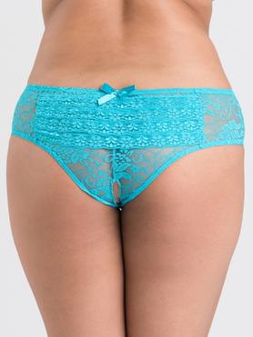 Lovehoney Blue Lace Crotchless Ruffle-Back Panties