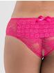 Lovehoney Crotchless Lace Ruffle-Back Knickers, Pink, hi-res