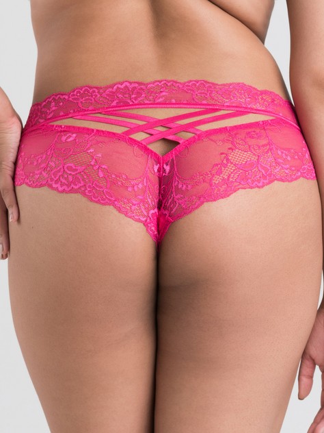 Lovehoney Criss-Cross Crotchless Knickers, Pink, hi-res