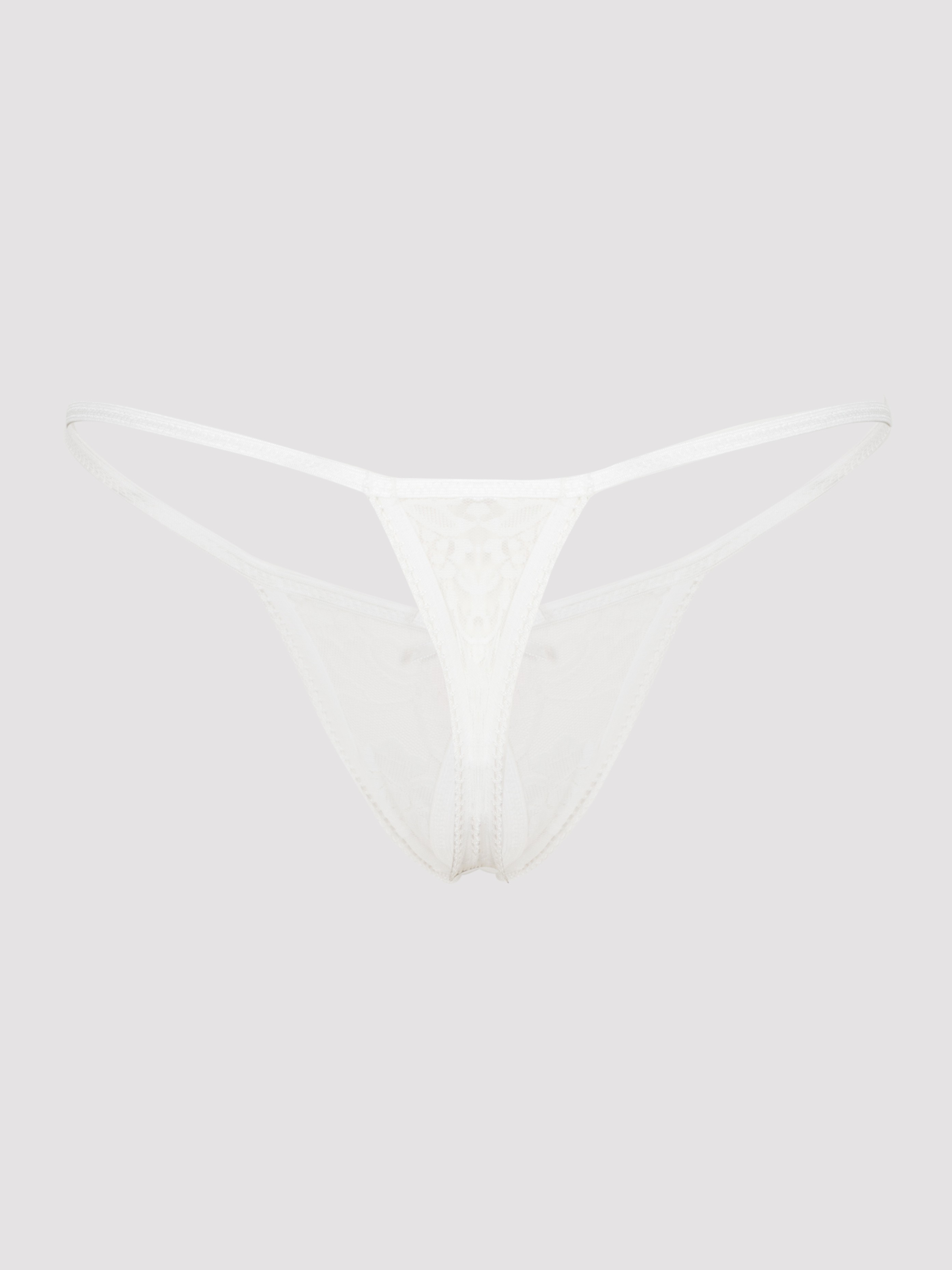 Lovehoney Crotchless Lace G-String, White, hi-res