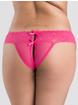 Lovehoney Crotchless Lace Thong with Satin Bows, Pink, hi-res