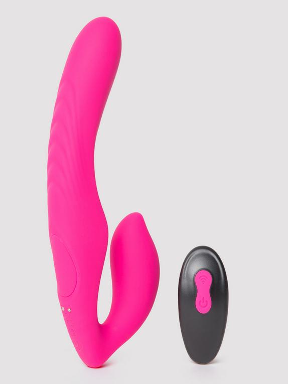 Lovehoney Double Down Rechargeable Remote Control Vibrating Strapless Strap-On , Pink, hi-res