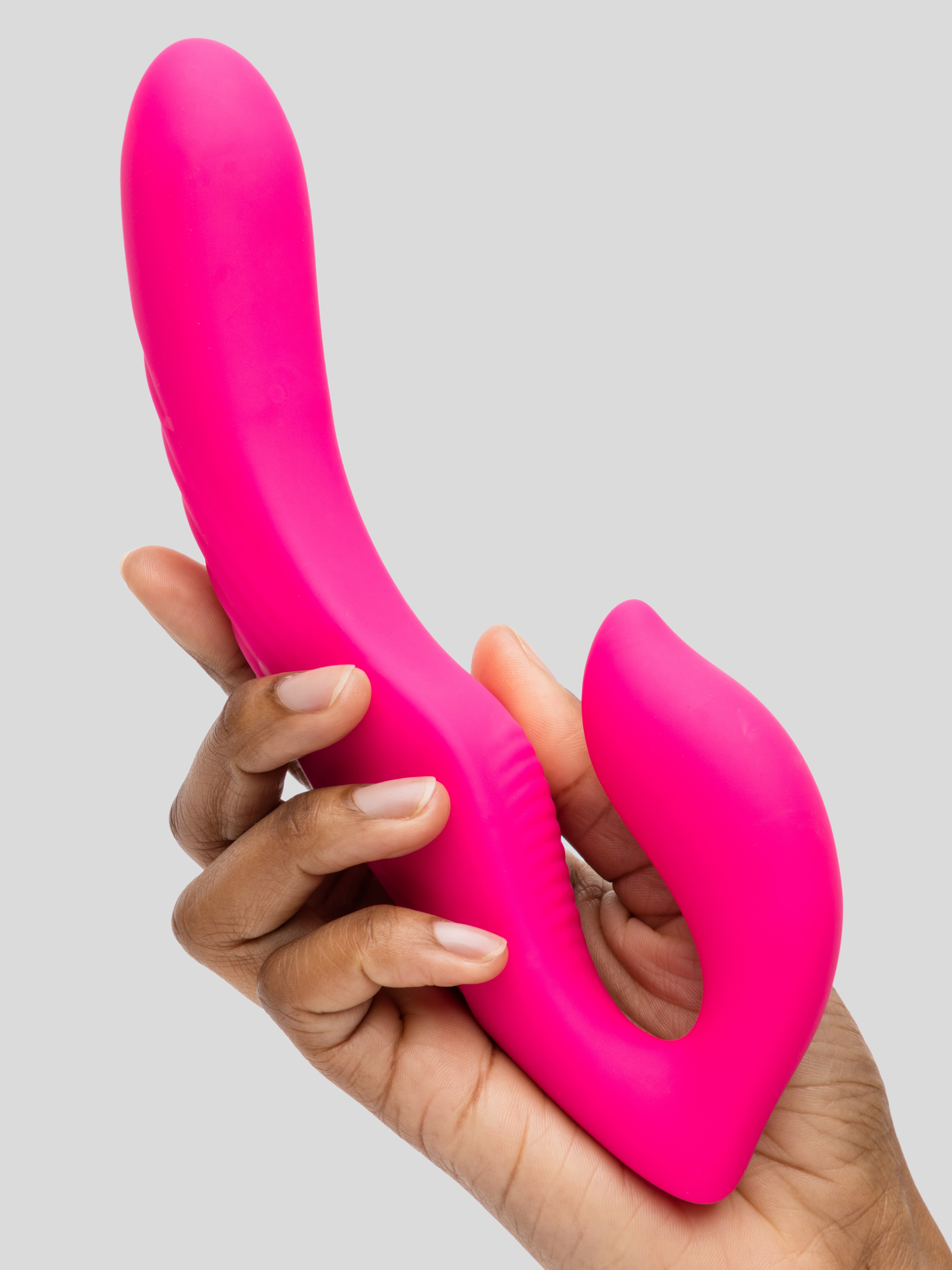 Lovehoney Double Down Rechargeable Remote Control Vibrating Strapless Strap-On , Pink, hi-res