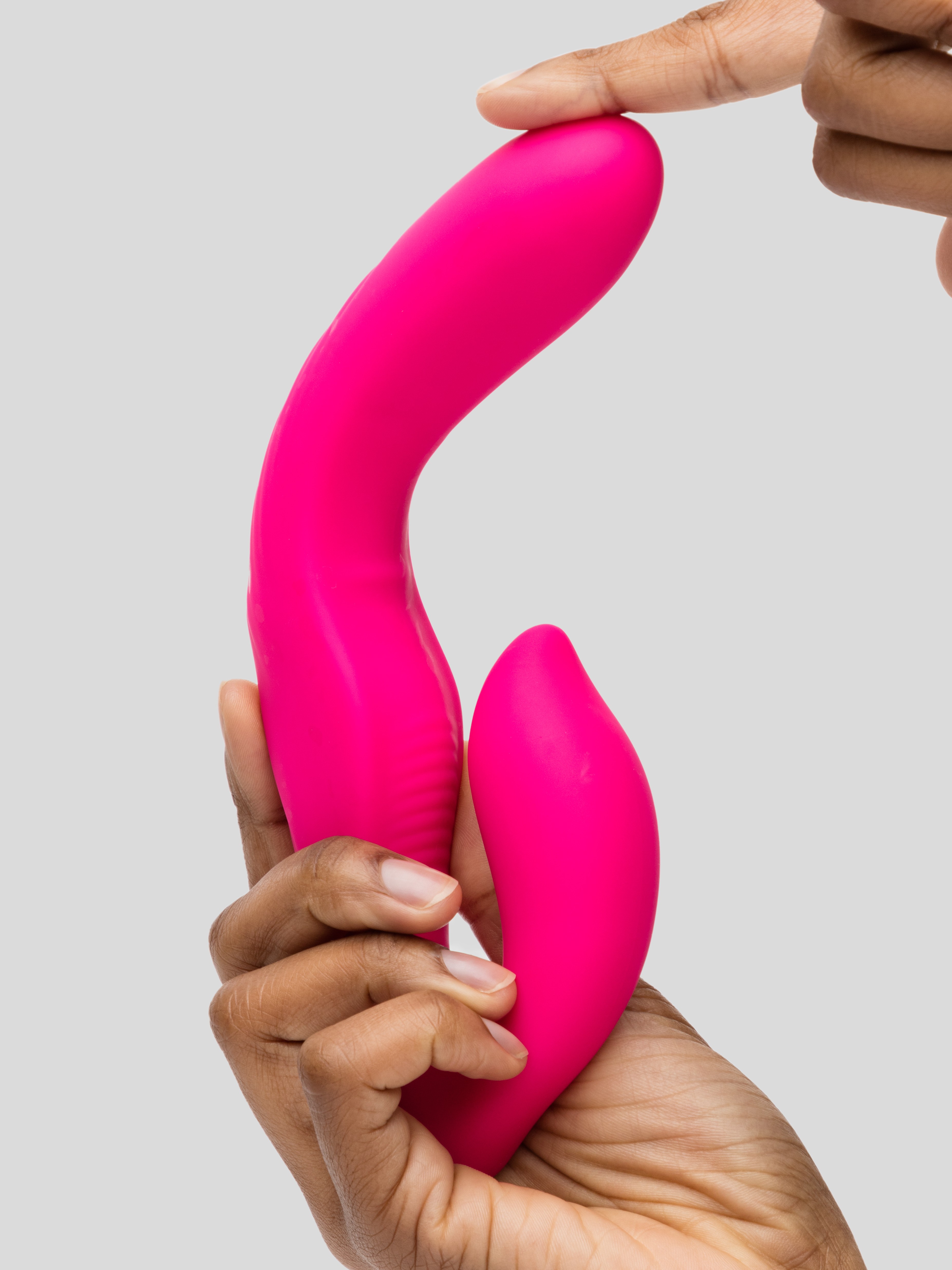 Lovehoney Double Down Rechargeable Remote Control Vibrating Strapless Strap-On , Pink, hi-res
