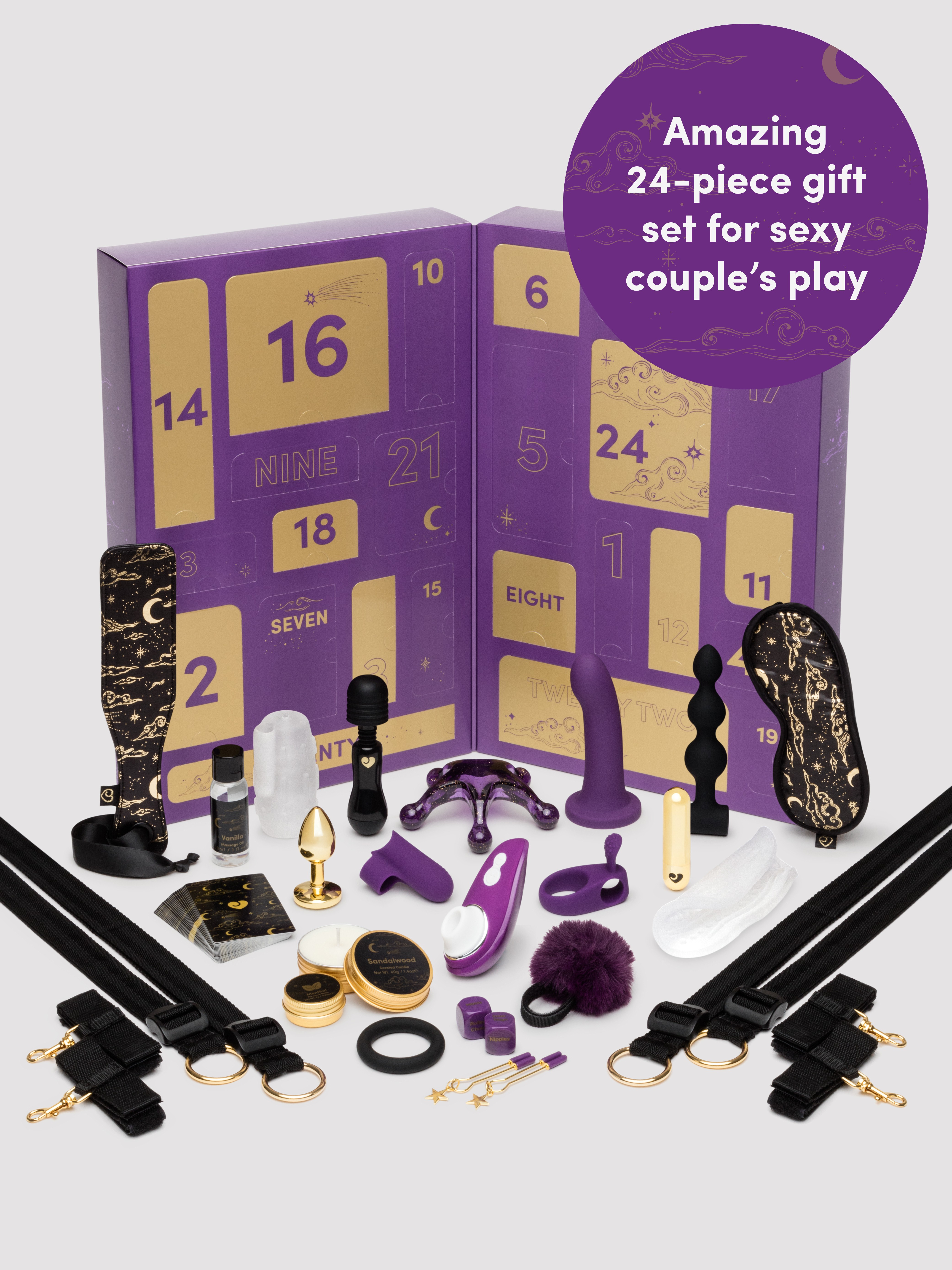 Lovehoney X Womanizer Couple&rsquo;s Sex Toy Advent Calendar , Purple, hi-res