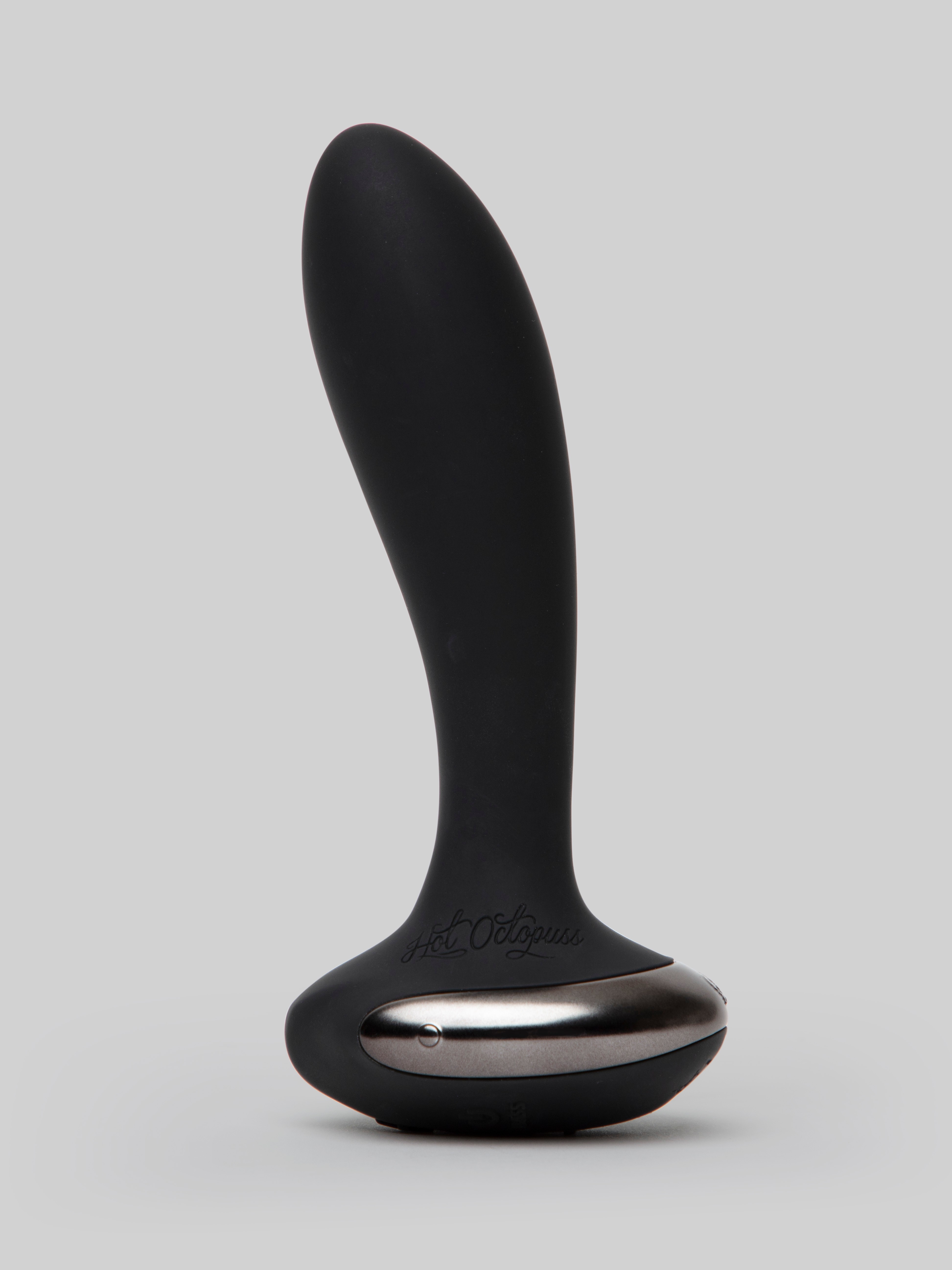 Hot Octopuss Flexible Base Remote Control Silicone Vibrating Butt Plug, Black, hi-res