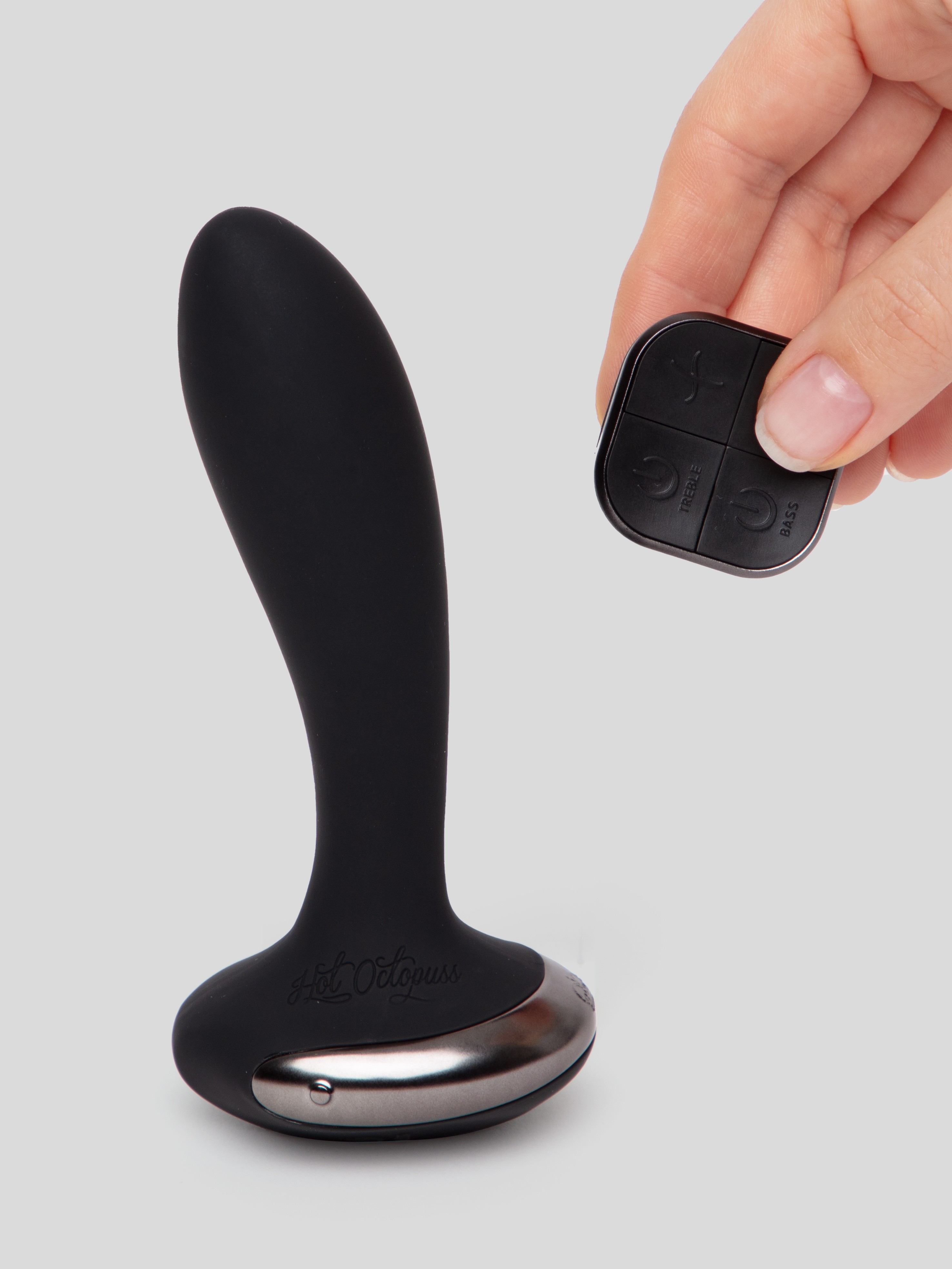 Hot Octopuss Flexible Base Remote Control Silicone Vibrating Butt Plug, Black, hi-res