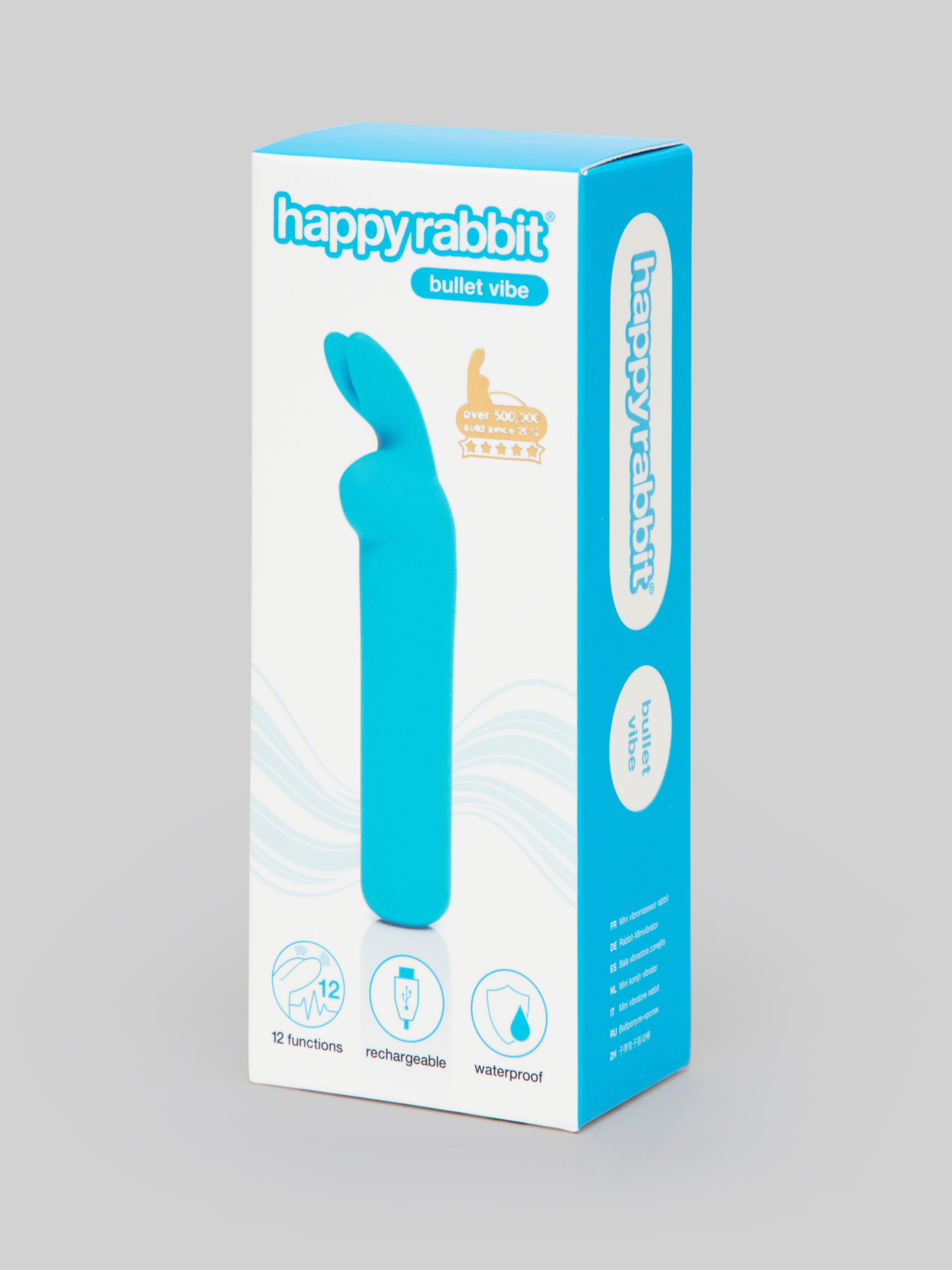 Happy Rabbit Rechargeable Silicone Rabbit Ears Bullet Vibrator, Blue, hi-res