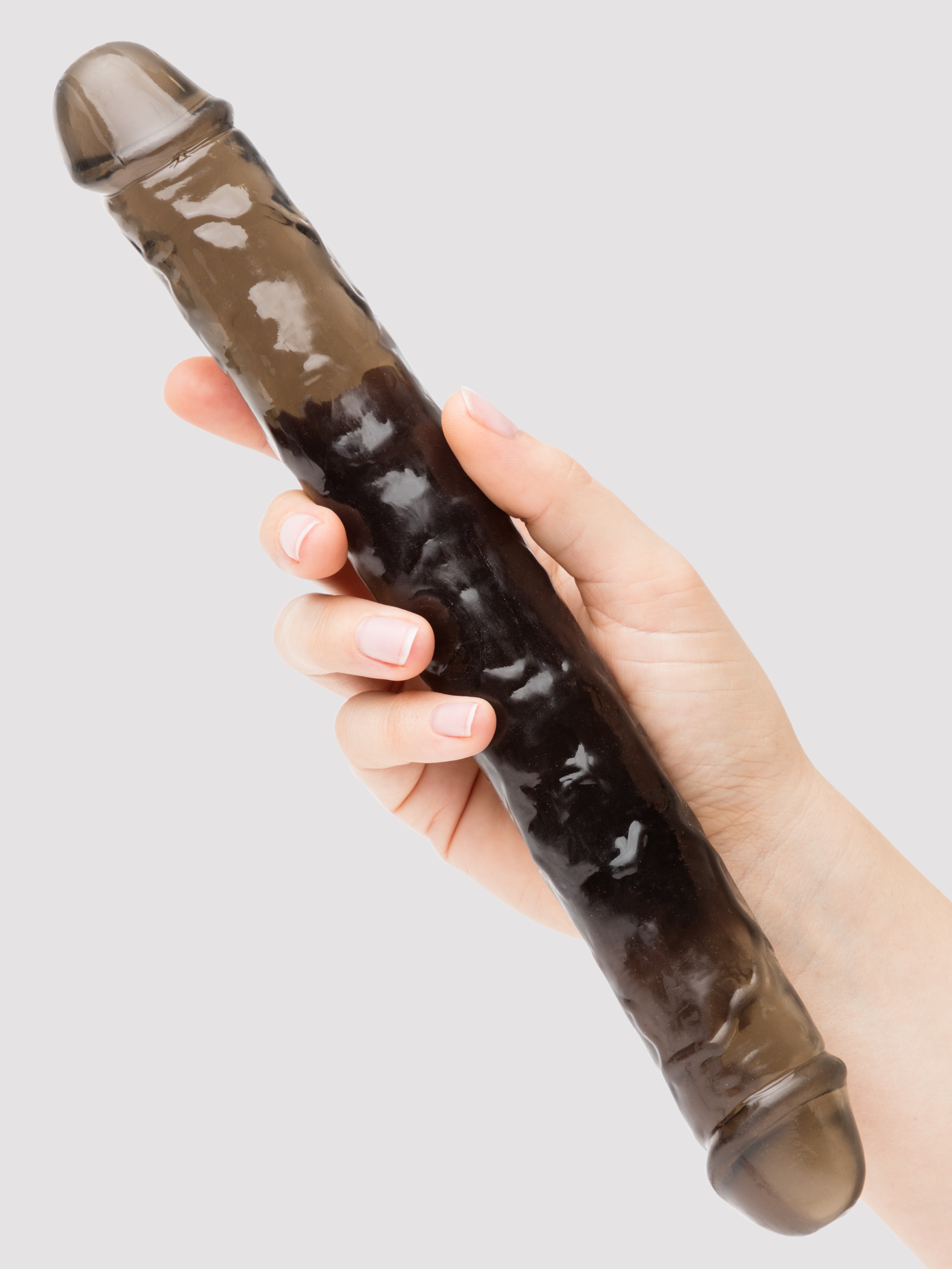 BASICS Realistic Double-Ended Dildo 12 Inch, Black, hi-res
