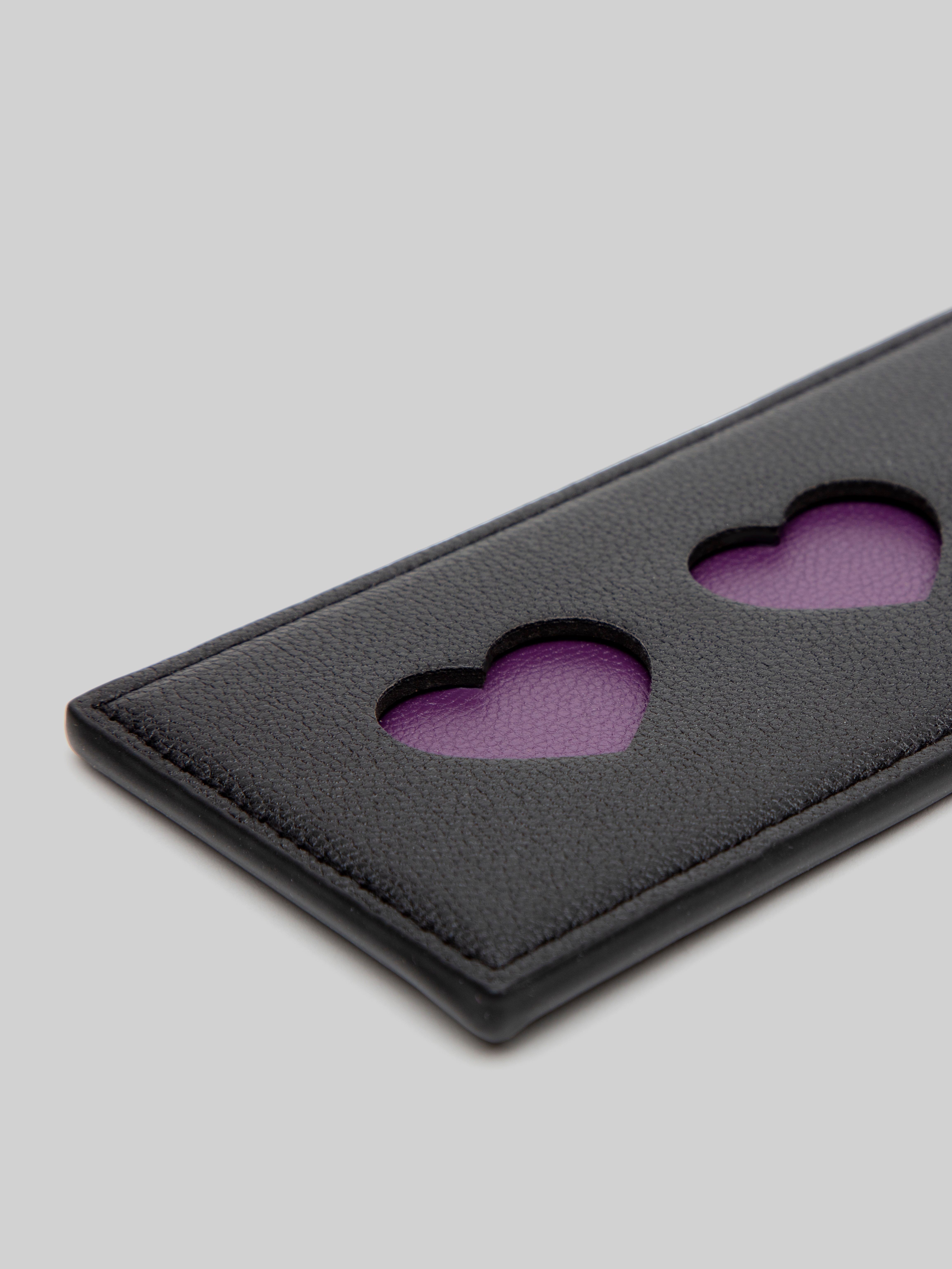 Bondage Boutique Faux Leather Luxury Spanking Paddle Purple Hearts , Black, hi-res