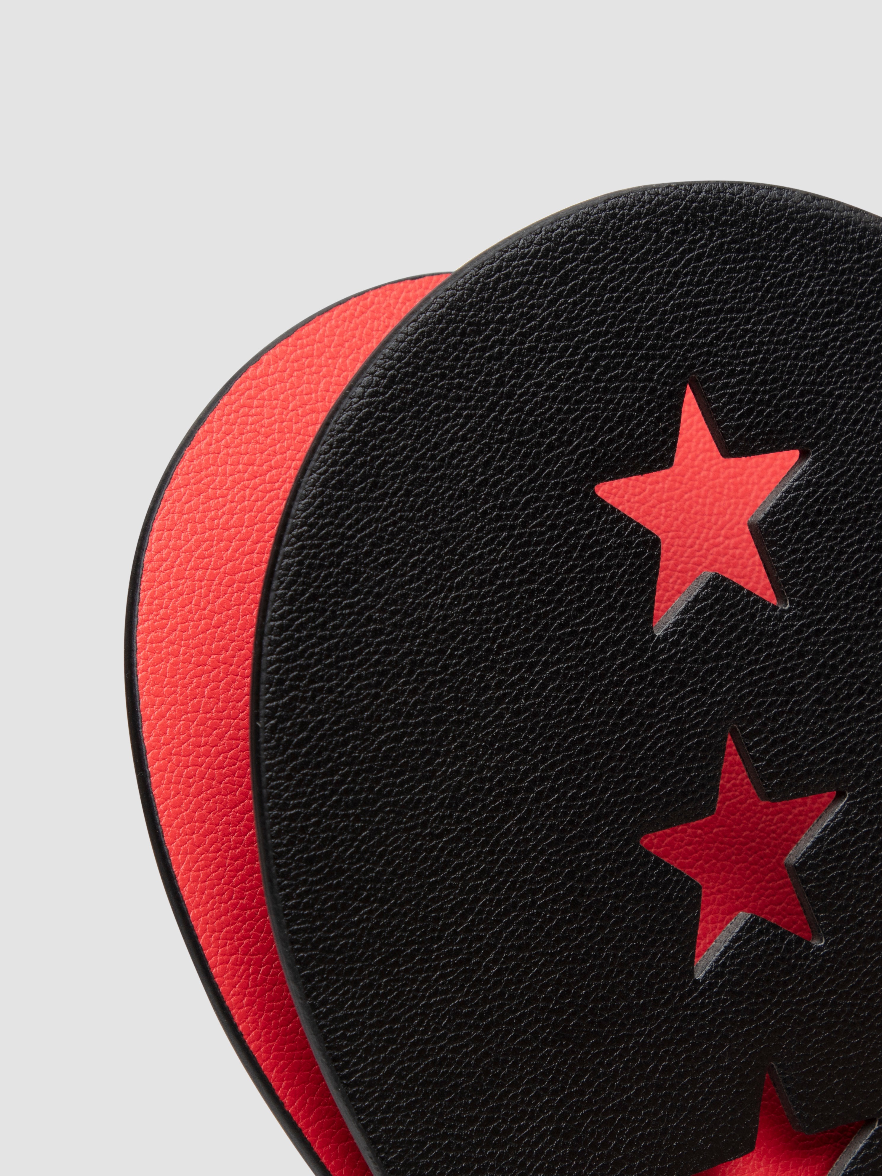 Bondage Boutique Faux Leather Red Stars Slapper Spanking Paddle, Black, hi-res