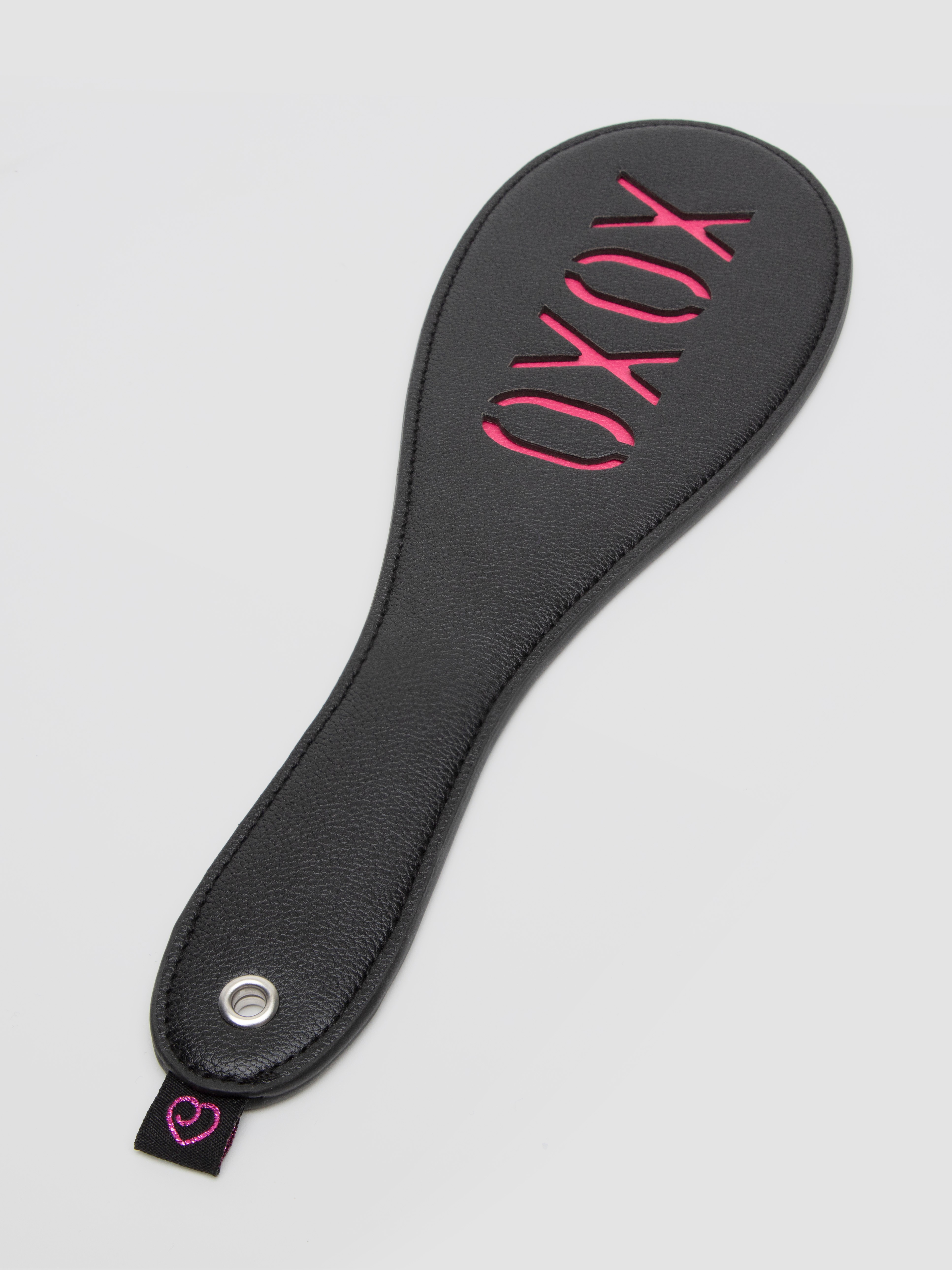 Bondage Boutique Faux Leather Pink XOXO Spanking Paddle , Black, hi-res