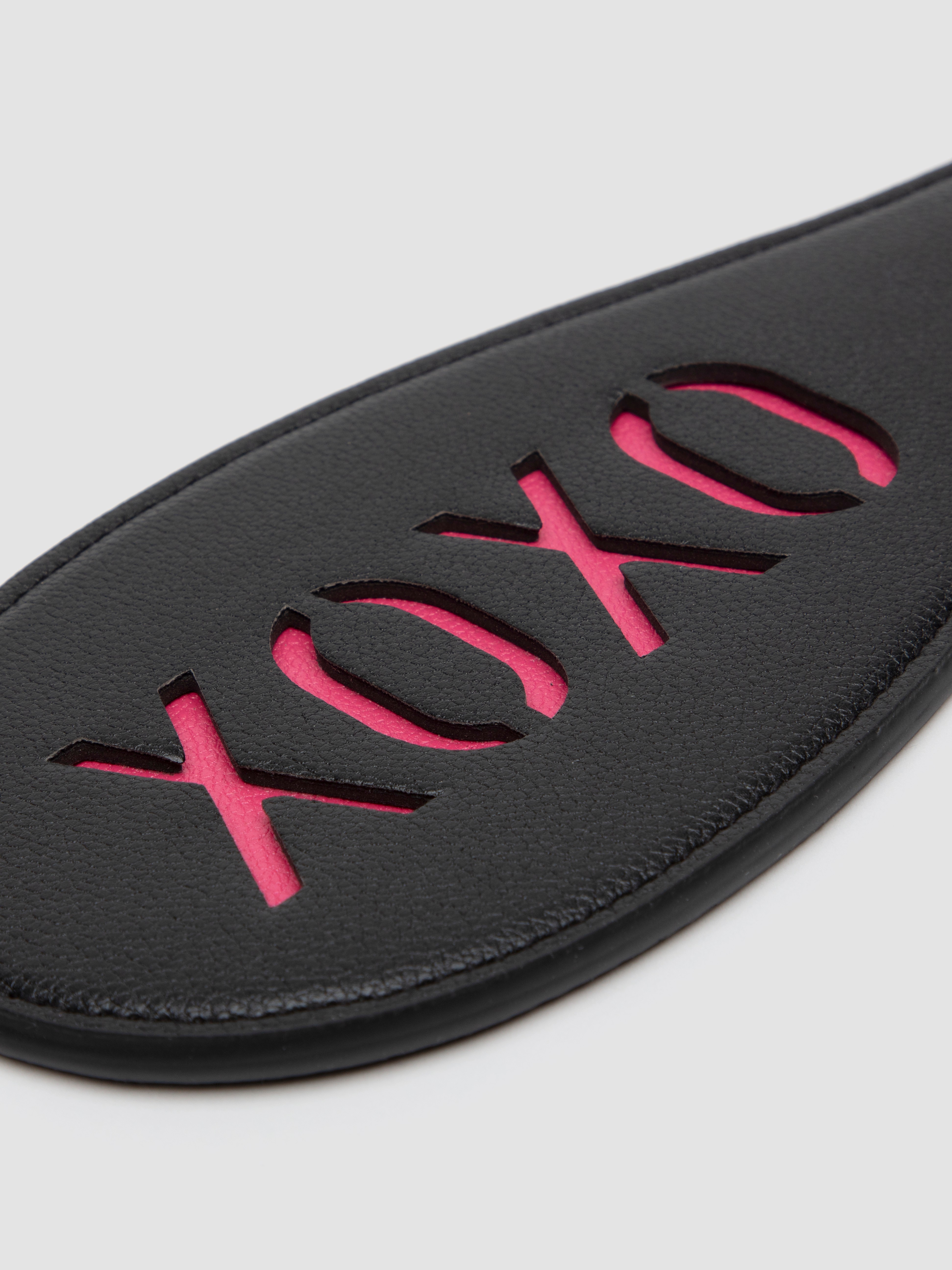 Bondage Boutique Faux Leather Pink XOXO Spanking Paddle , Black, hi-res