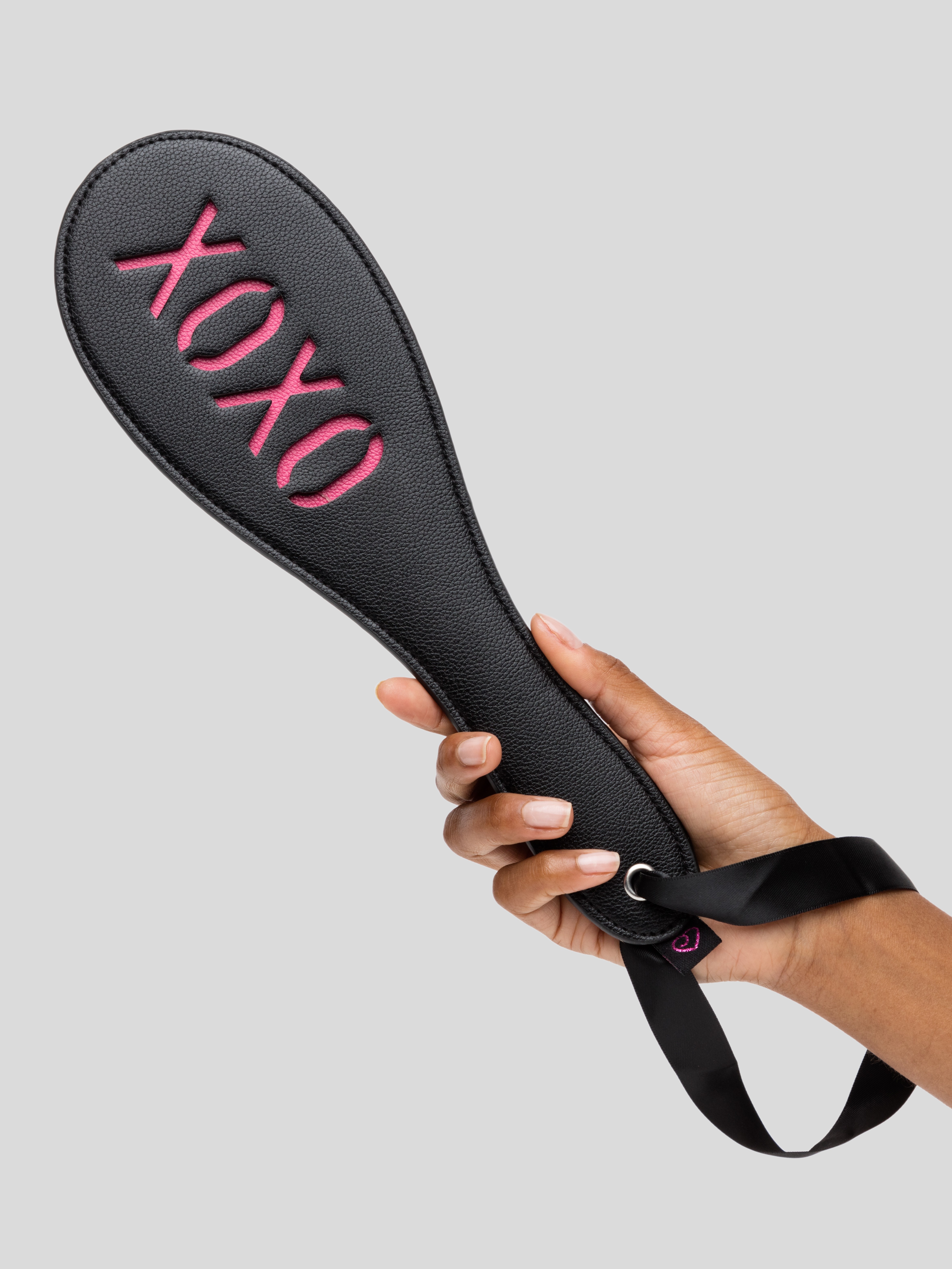 Bondage Boutique Faux Leather Pink XOXO Spanking Paddle , Black, hi-res