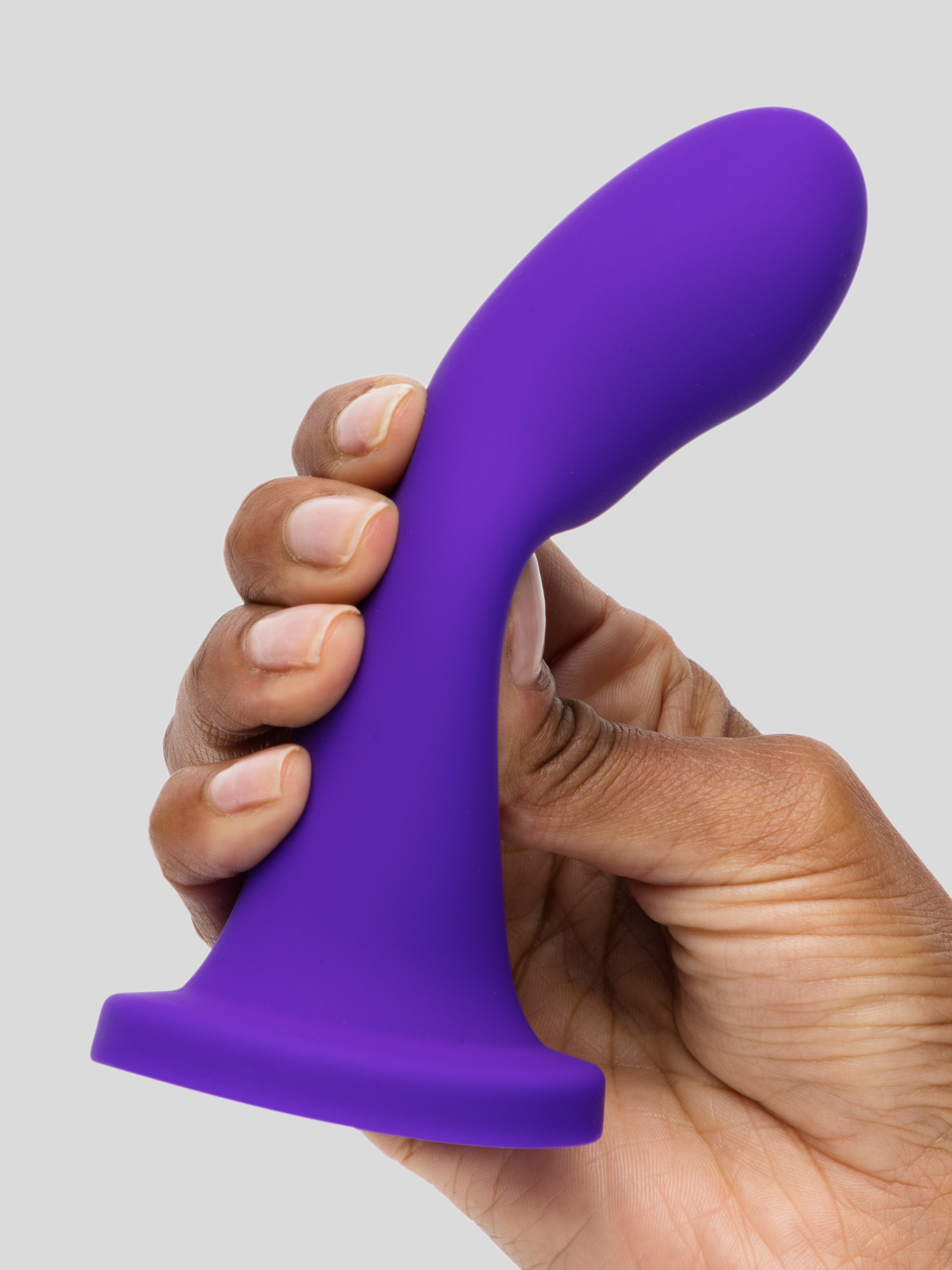 Lovehoney High Five G-Spot Silicone Suction Cup Dildo 5 Inch, Purple, hi-res