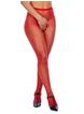 Miss Naughty Plus Size Crotchless Fishnet Pantyhose, Red, hi-res