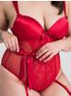 Lovehoney Moonlight Desire Red Satin Crotchless Teddy, Red, hi-res
