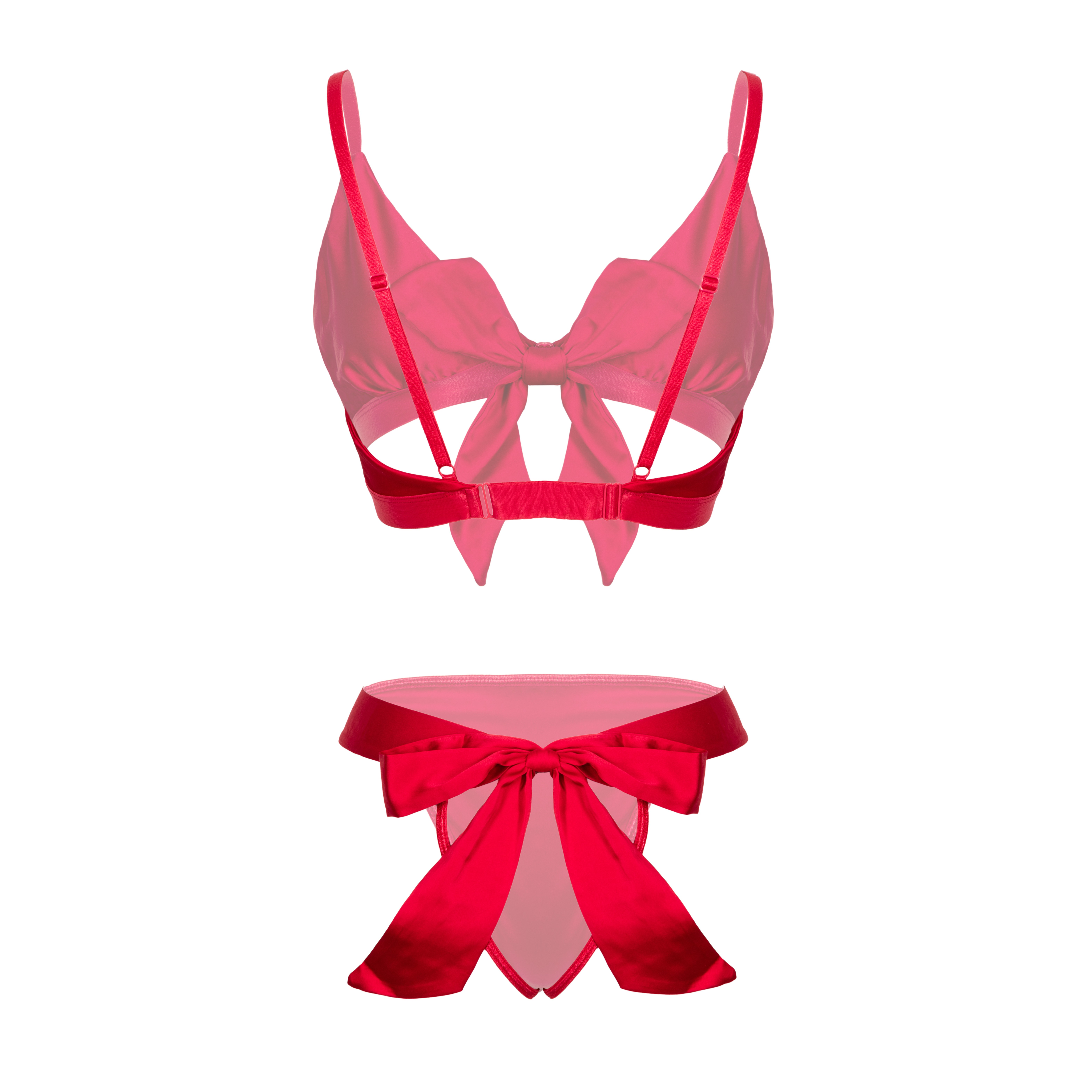 Lovehoney Plus Size Unwrap Me Red Satin Bra Gift Set, Red, hi-res