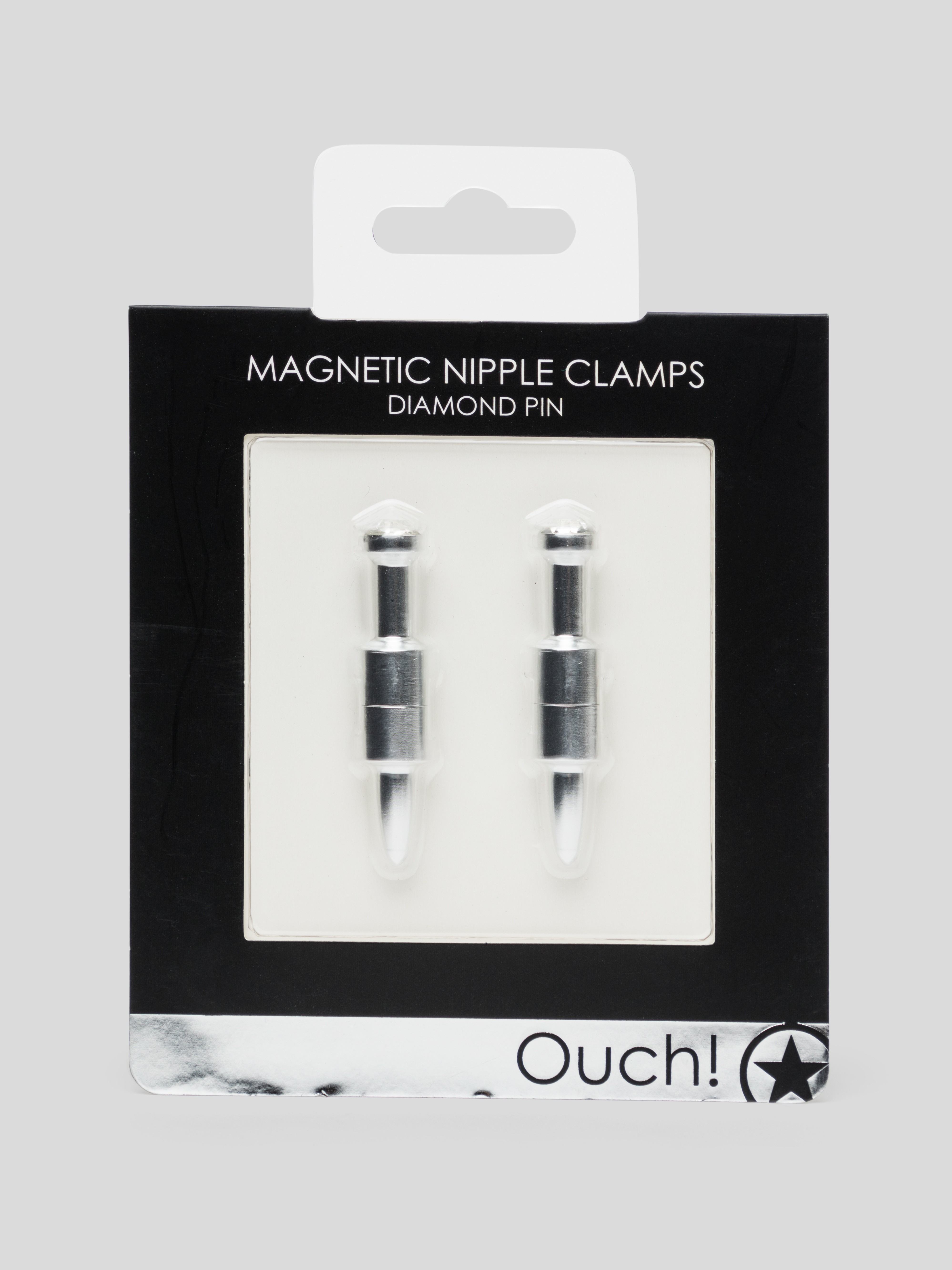 Ouch! Magnetic Silver Diamond Pin Nipple Clamps, Silver, hi-res