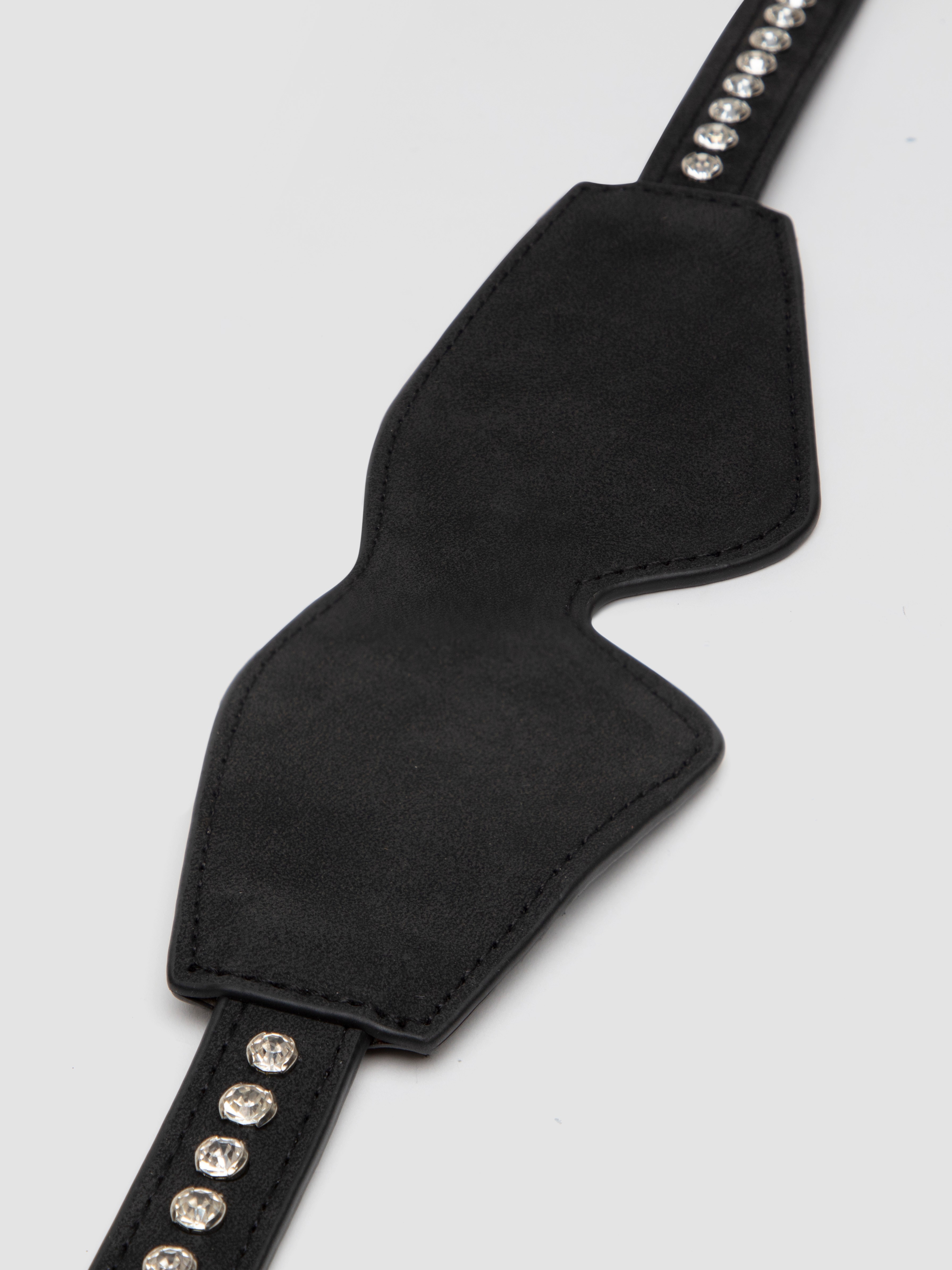 Ouch! Faux Leather Diamond Studded Eye-Mask, Black, hi-res