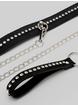 Ouch! Faux Leather Diamond Studded Collar With Leash, Black, hi-res