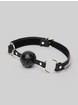 Ouch! Faux Leather Breathable Ball Gag With Diamond Studded Straps, Black, hi-res