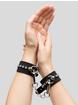 Ouch! Faux Leather Diamond Studded Wrist Cuffs, Black, hi-res