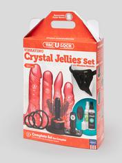 Doc Johnson Vac-U-Lock Crystal Jellies Vibrating Harness Set, Pink, hi-res