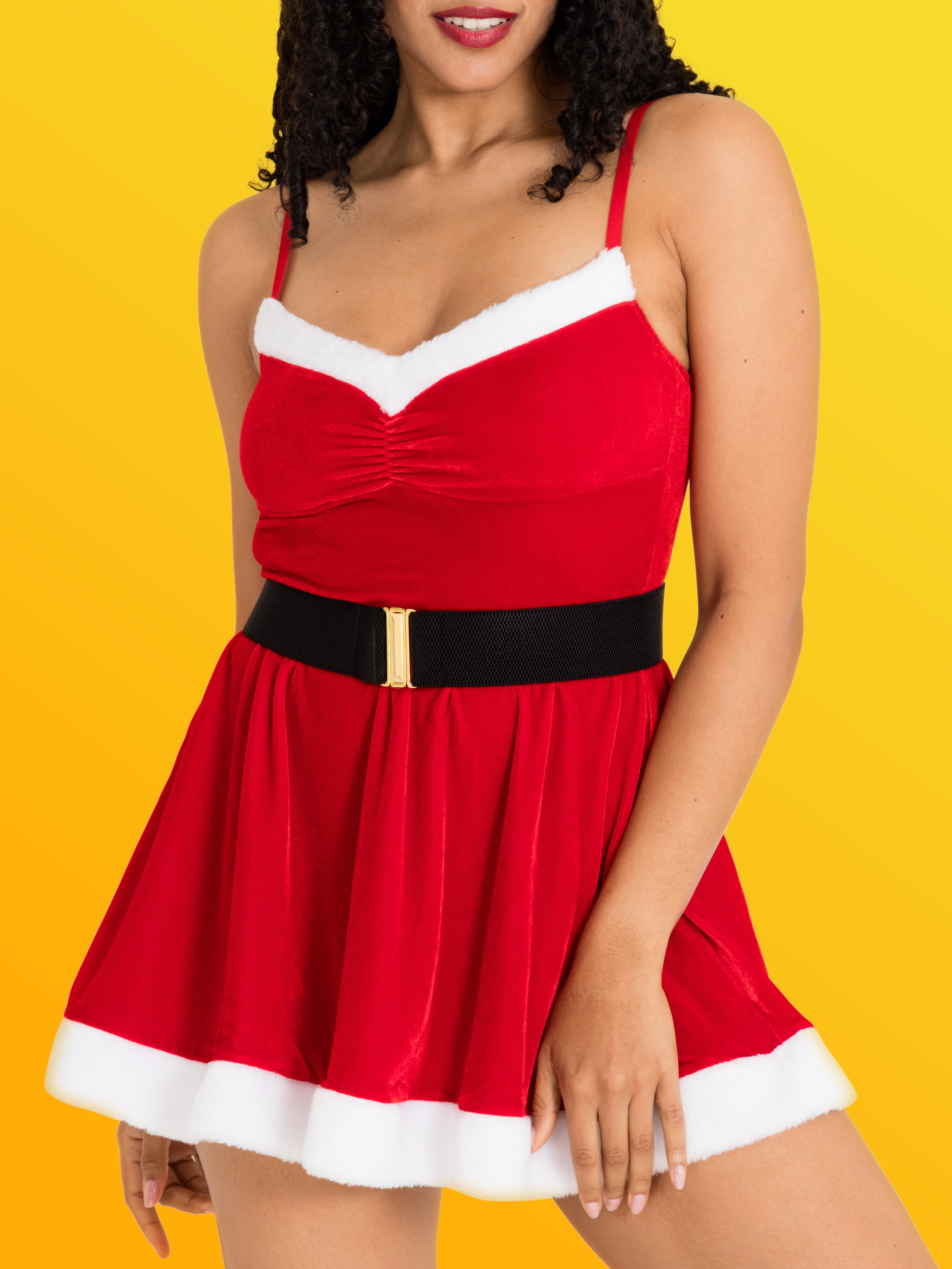 Lovehoney Fantasy Santa Flirty Red Velvet Dress, Red, hi-res