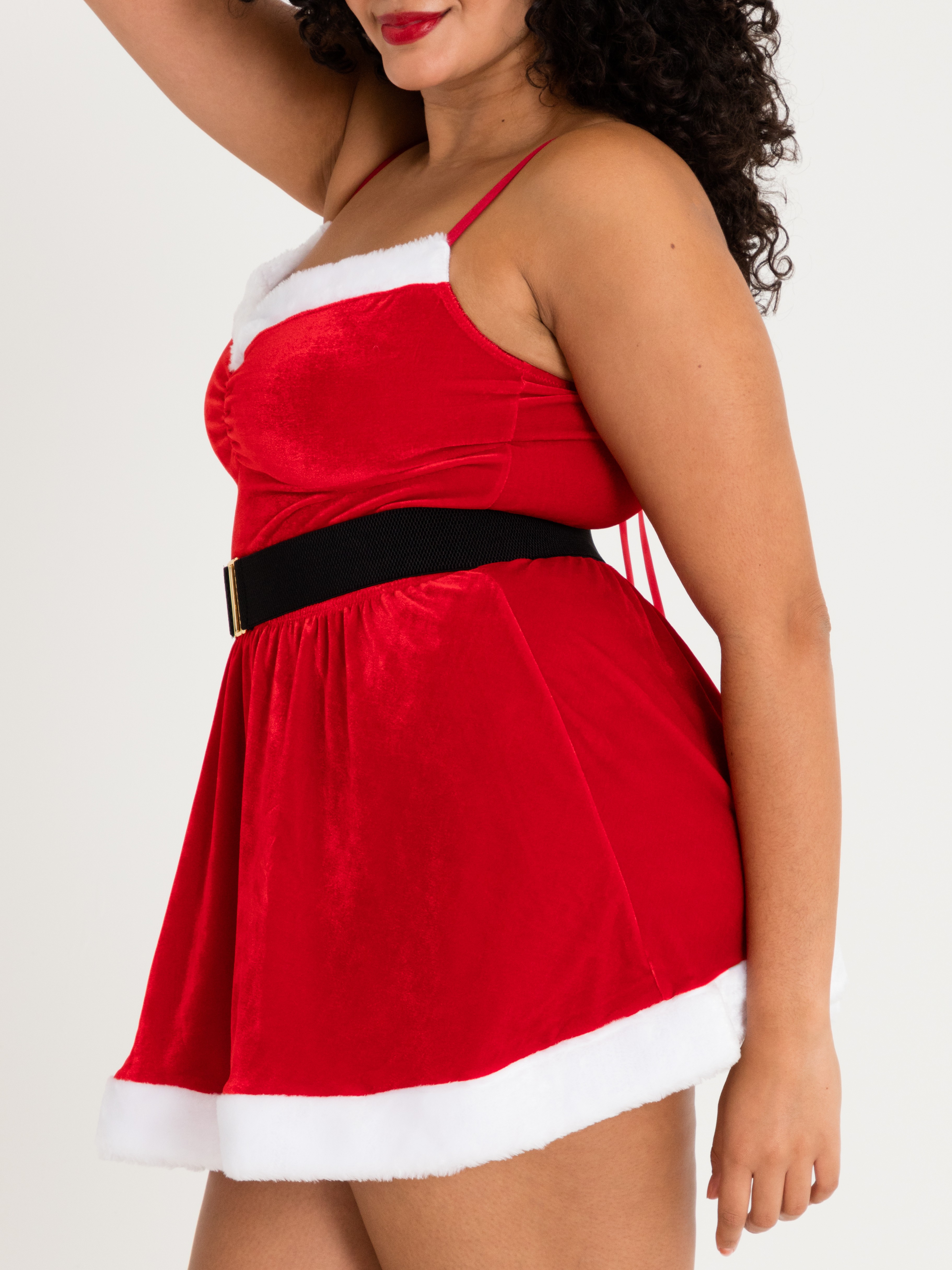 Lovehoney Fantasy Plus Size Santa Flirty Red Velvet Dress, Red, hi-res