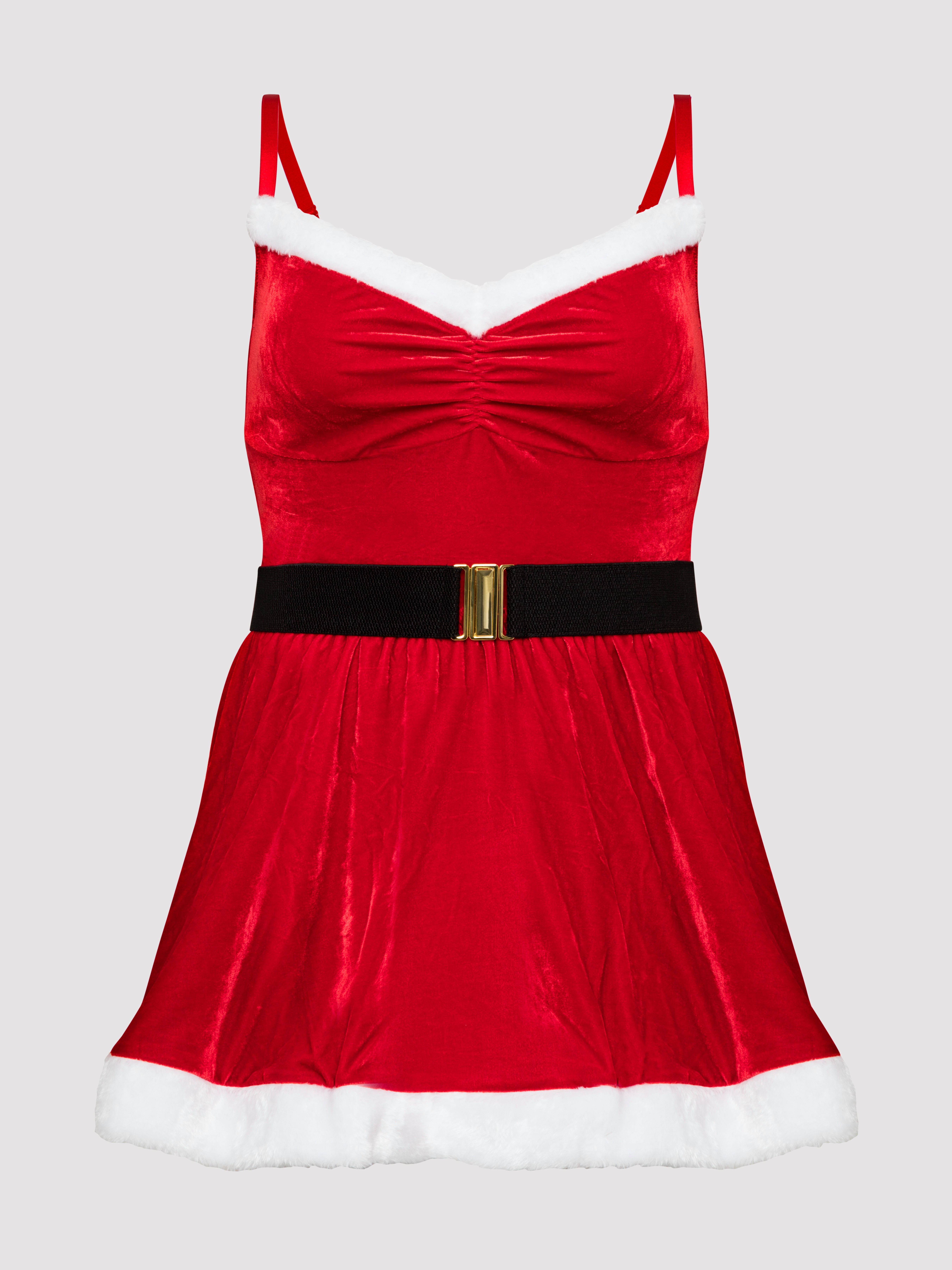 Lovehoney Fantasy Plus Size Santa Flirty Red Velvet Dress, Red, hi-res