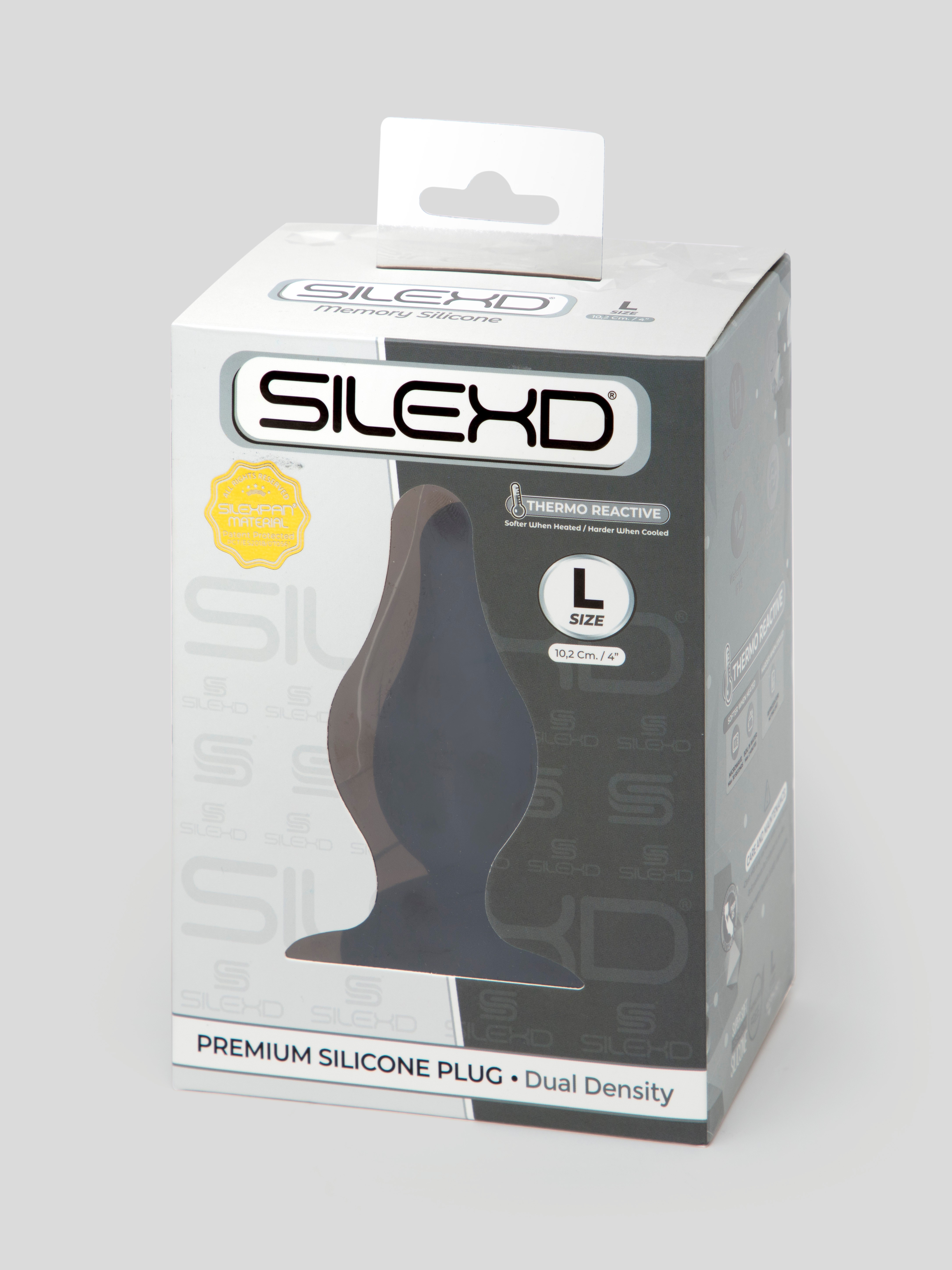 SilexD Thermo-Reactive Dual-Density Silicone Butt Plug 4-Inch, Black, hi-res