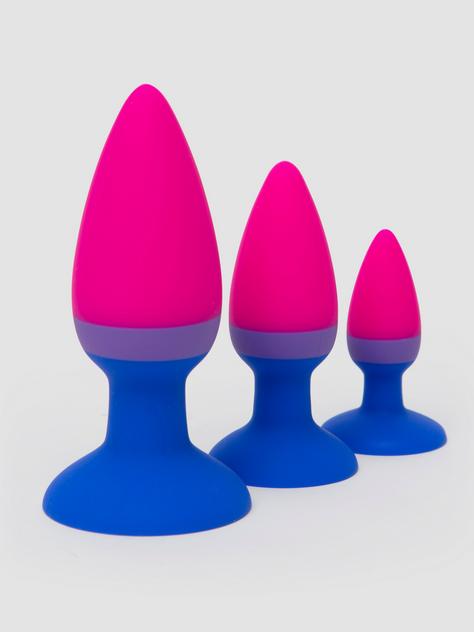 Multi-Coloured Silicone Butt Plug Set (3 Piece), Pink, hi-res