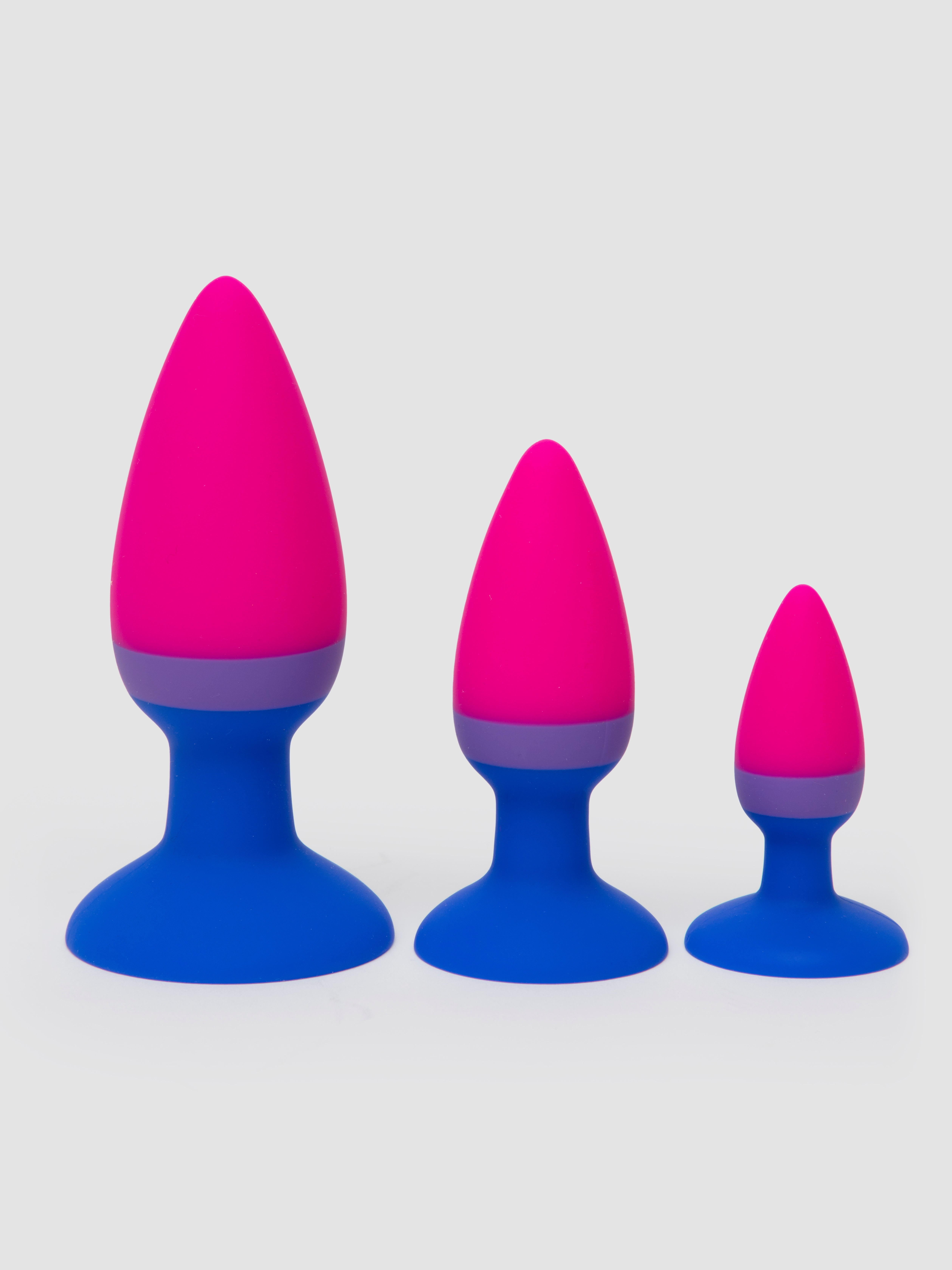 Multi-Coloured Silicone Butt Plug Set (3 Piece), Pink, hi-res