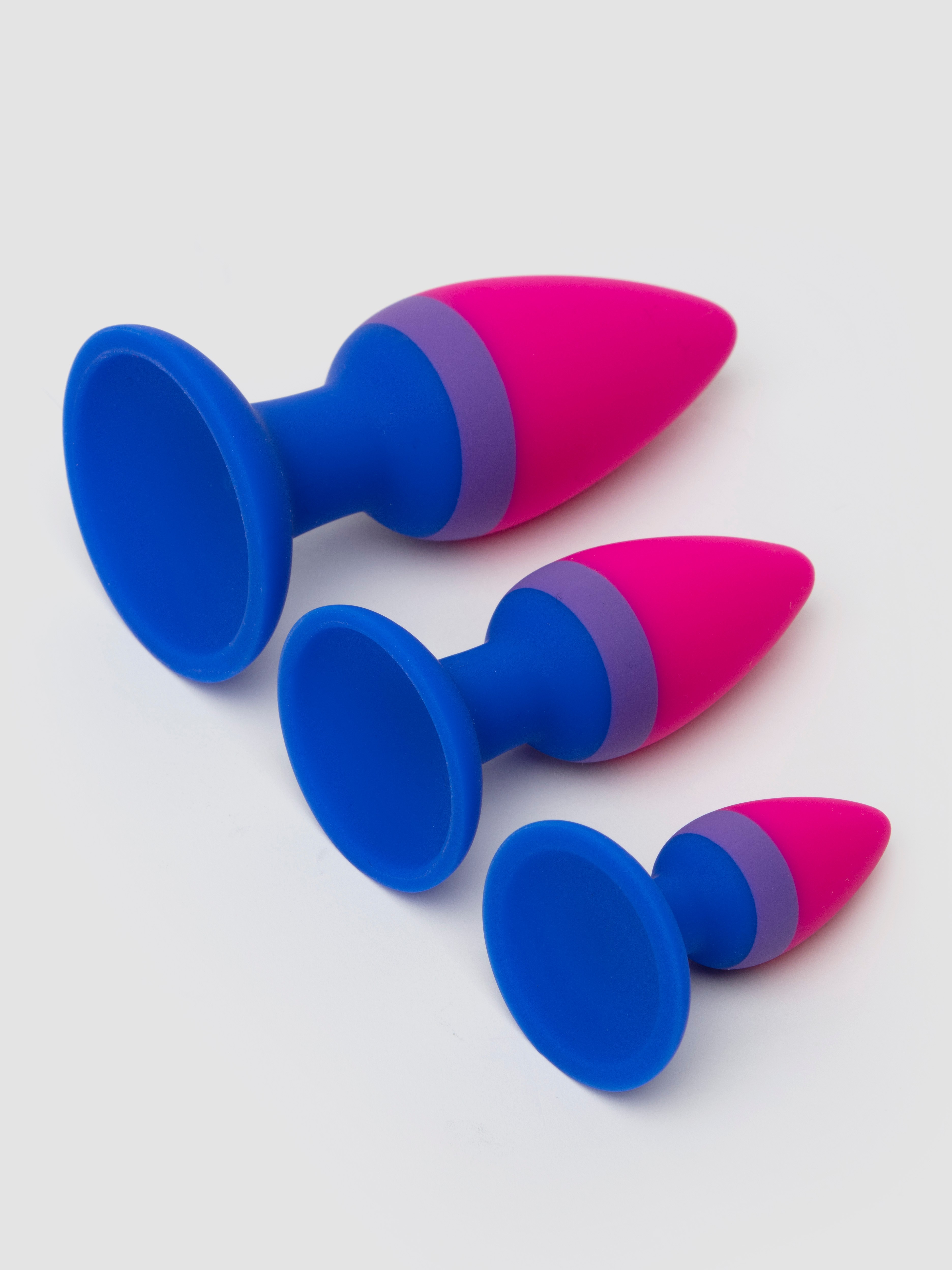 Multi-Coloured Silicone Butt Plug Set (3 Piece), Pink, hi-res