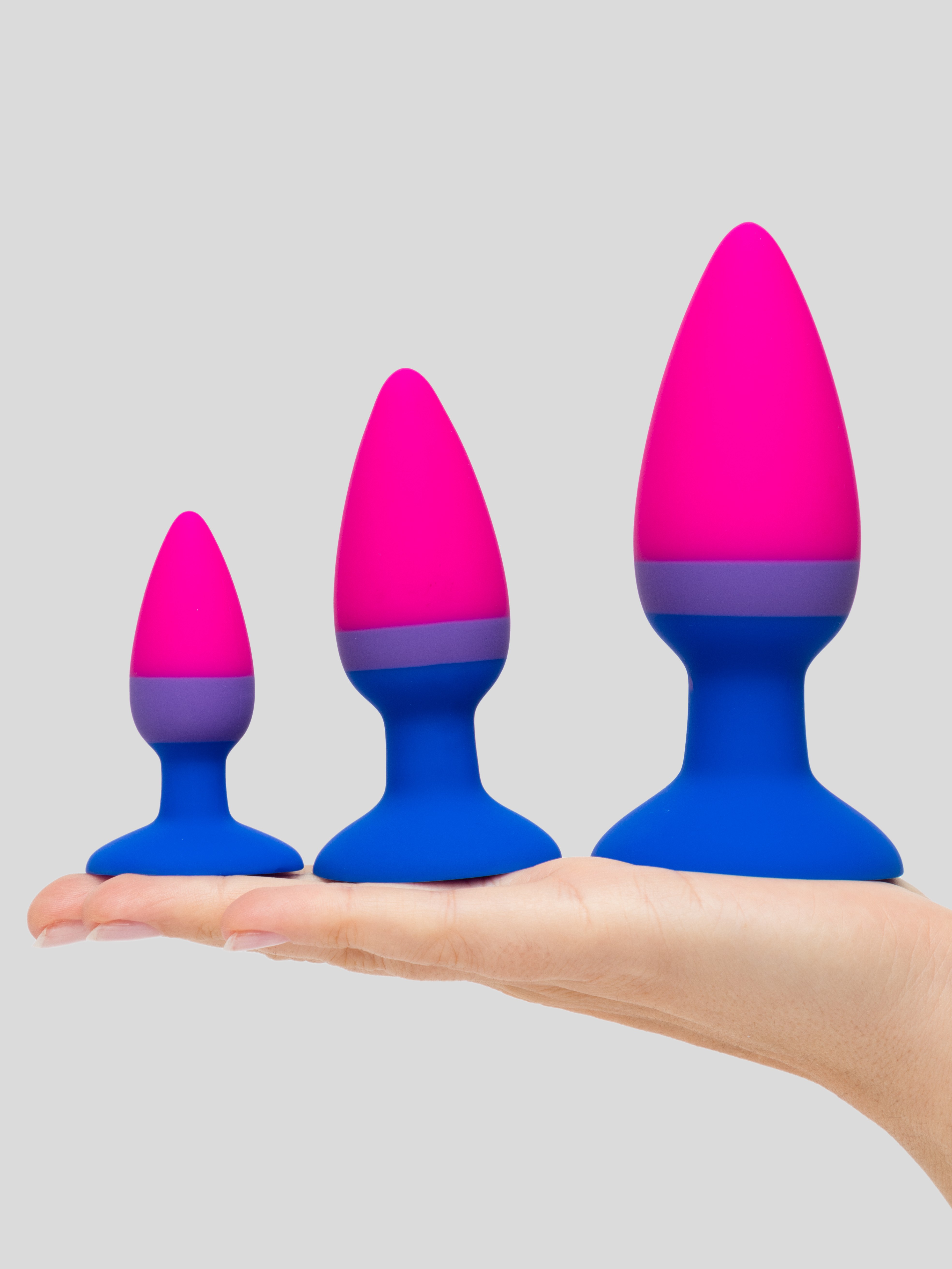 Multi-Coloured Silicone Butt Plug Set (3 Piece), Pink, hi-res