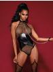 Dreamgirl Fishnet and Wet Look Body, Black, hi-res