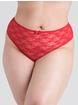 Lovehoney Fantasy Plus Size Red Lace High-Waisted Santa Thong, Red, hi-res