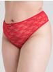 Lovehoney Fantasy Plus Size Red Lace High-Waisted Santa Thong, Red, hi-res