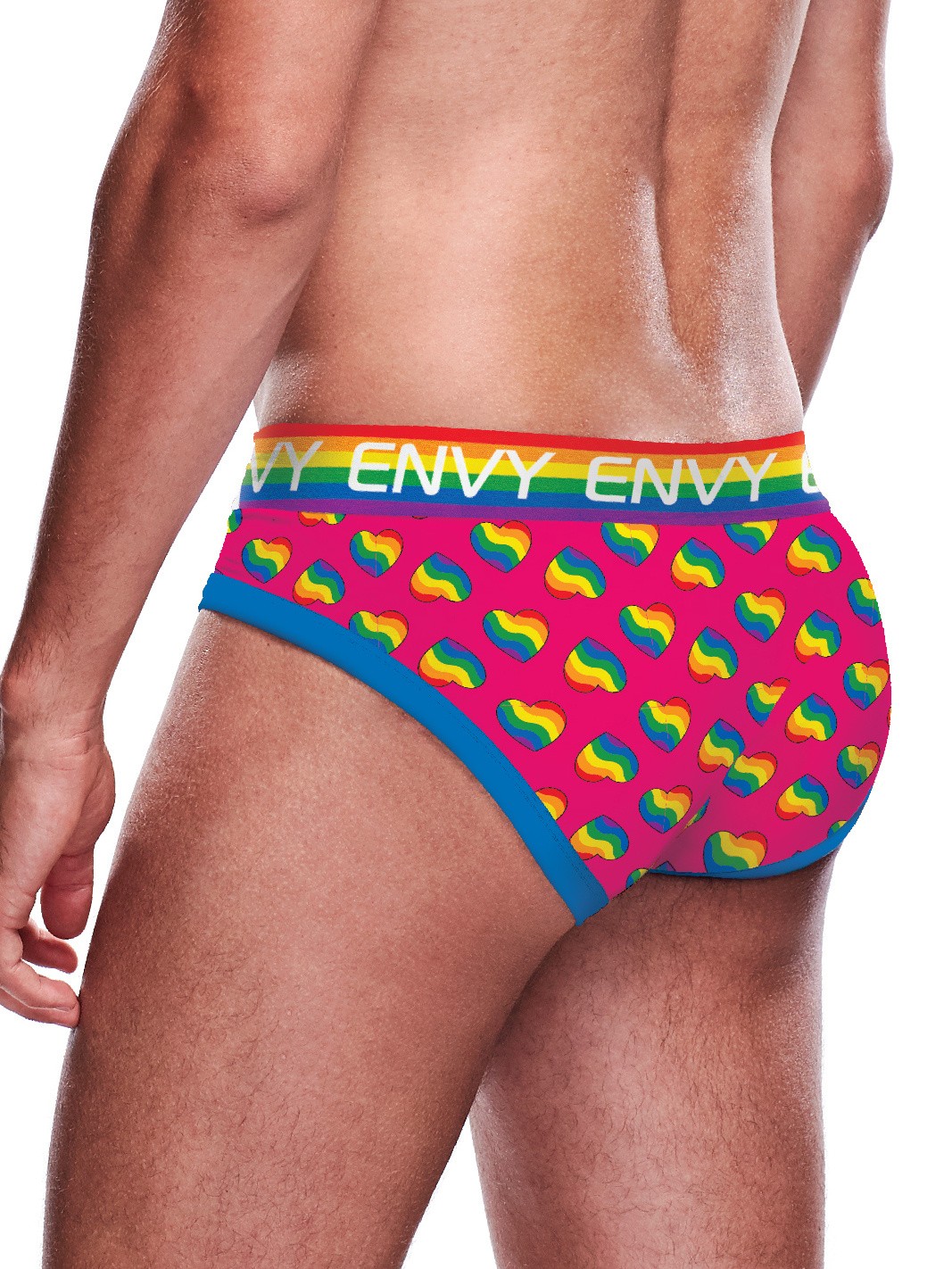 Envy Rainbow Heart Print Briefs, Red, hi-res