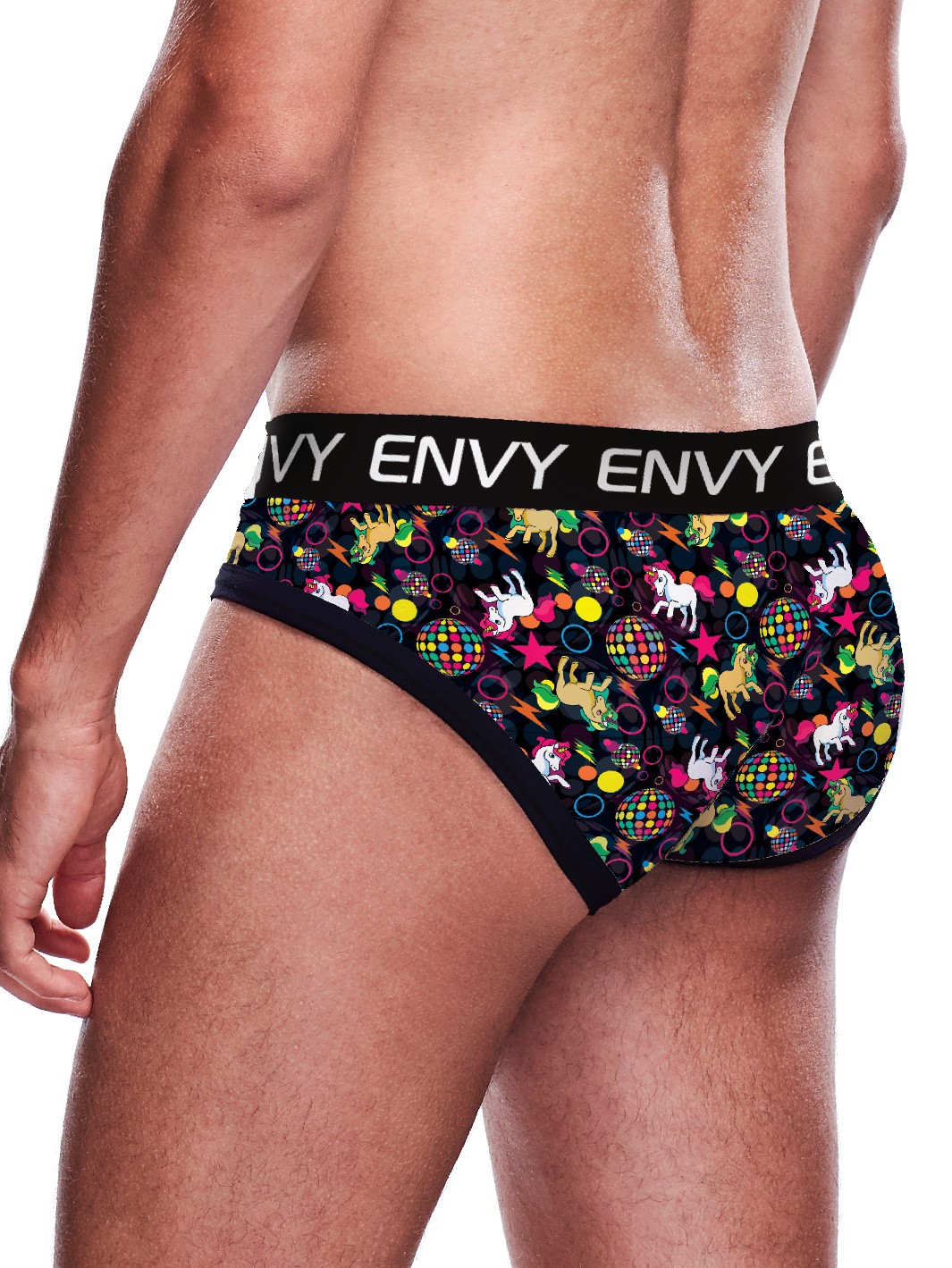 Envy Disco Unicorn Print Briefs, Black, hi-res