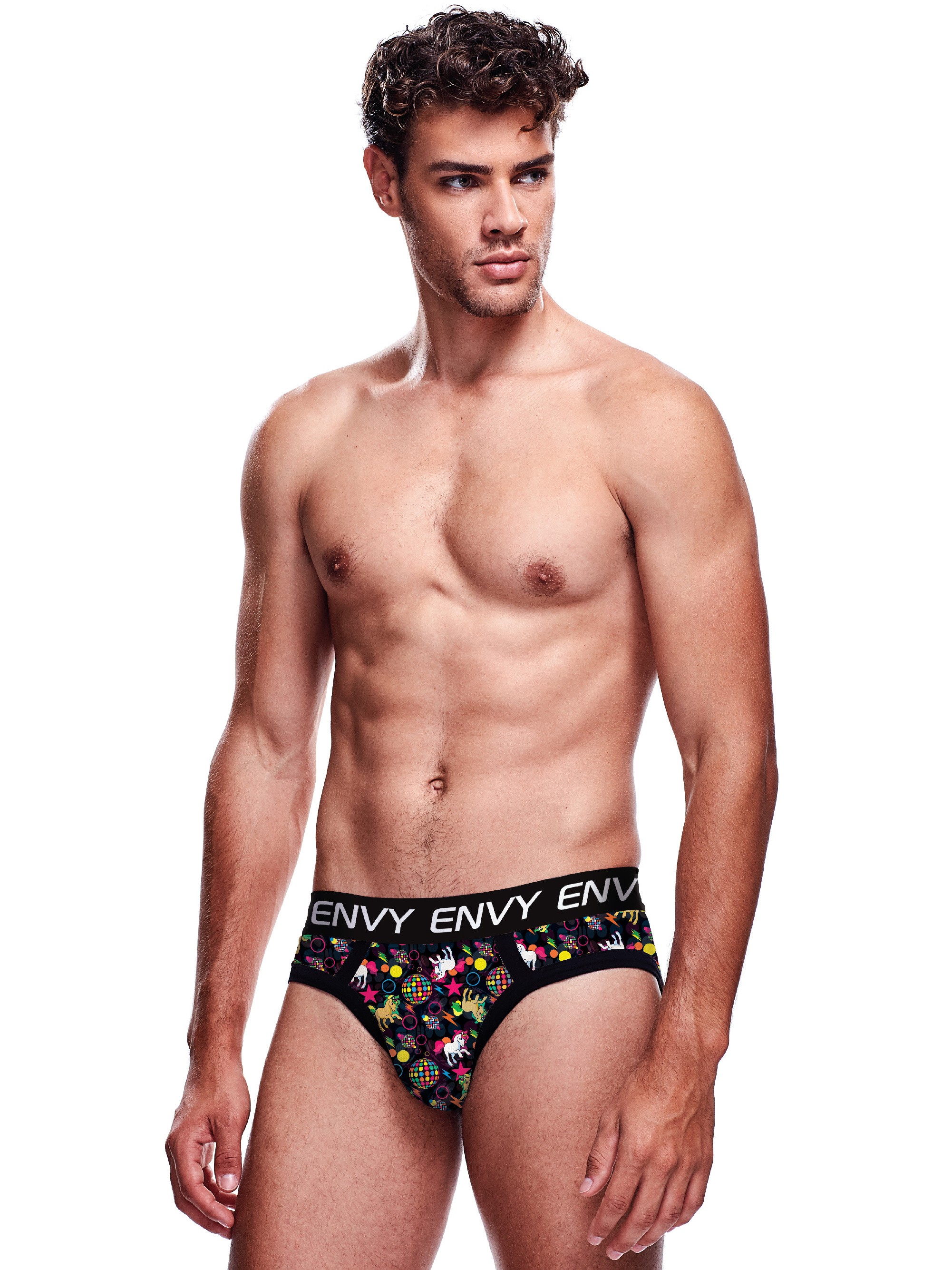 Envy Disco Unicorn Print Briefs, Black, hi-res