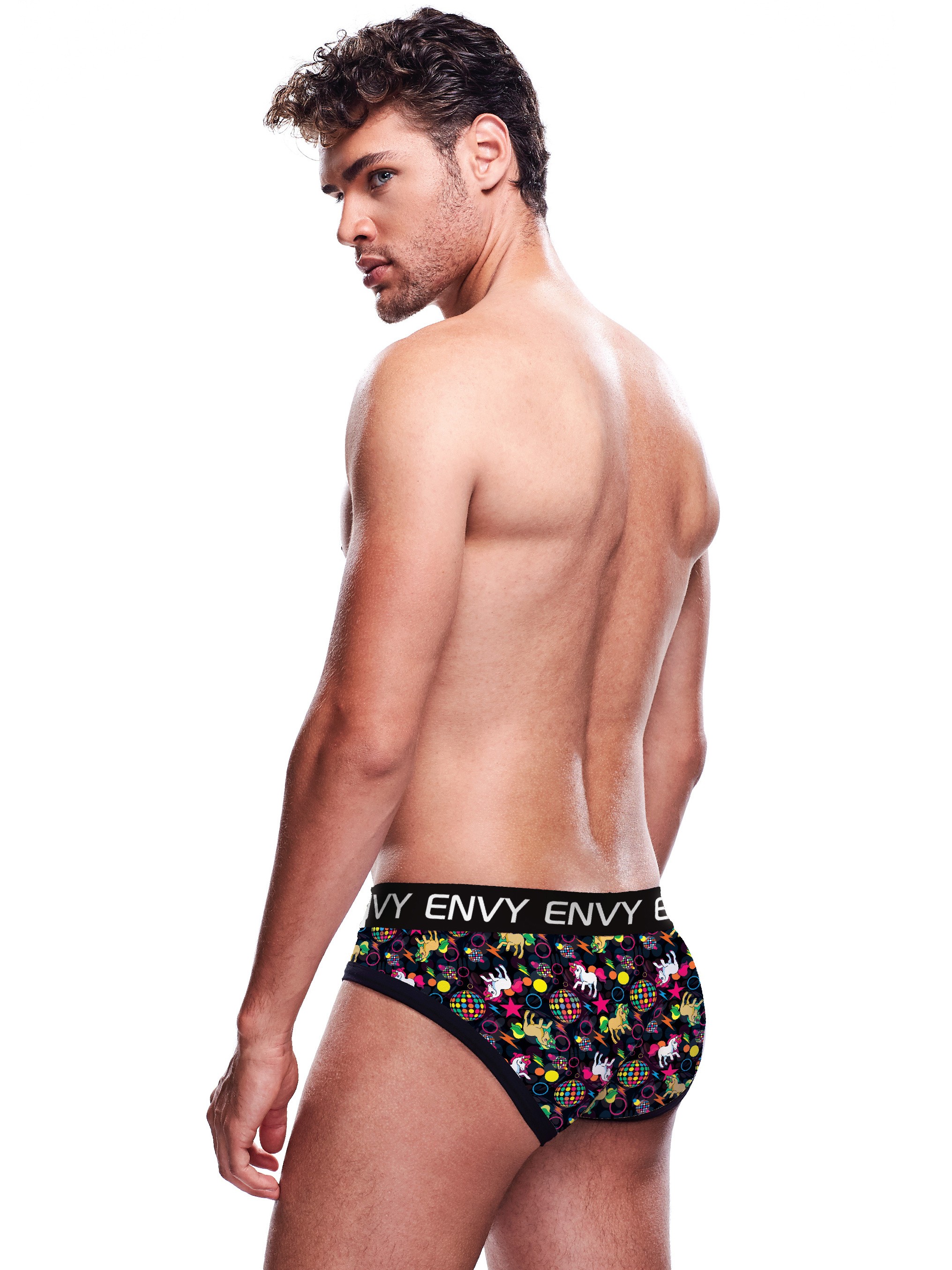 Envy Disco Unicorn Print Briefs, Black, hi-res