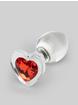 Lovehoney Sensual Glass Jewelled Heart Butt Plug 3 Inch, Clear, hi-res