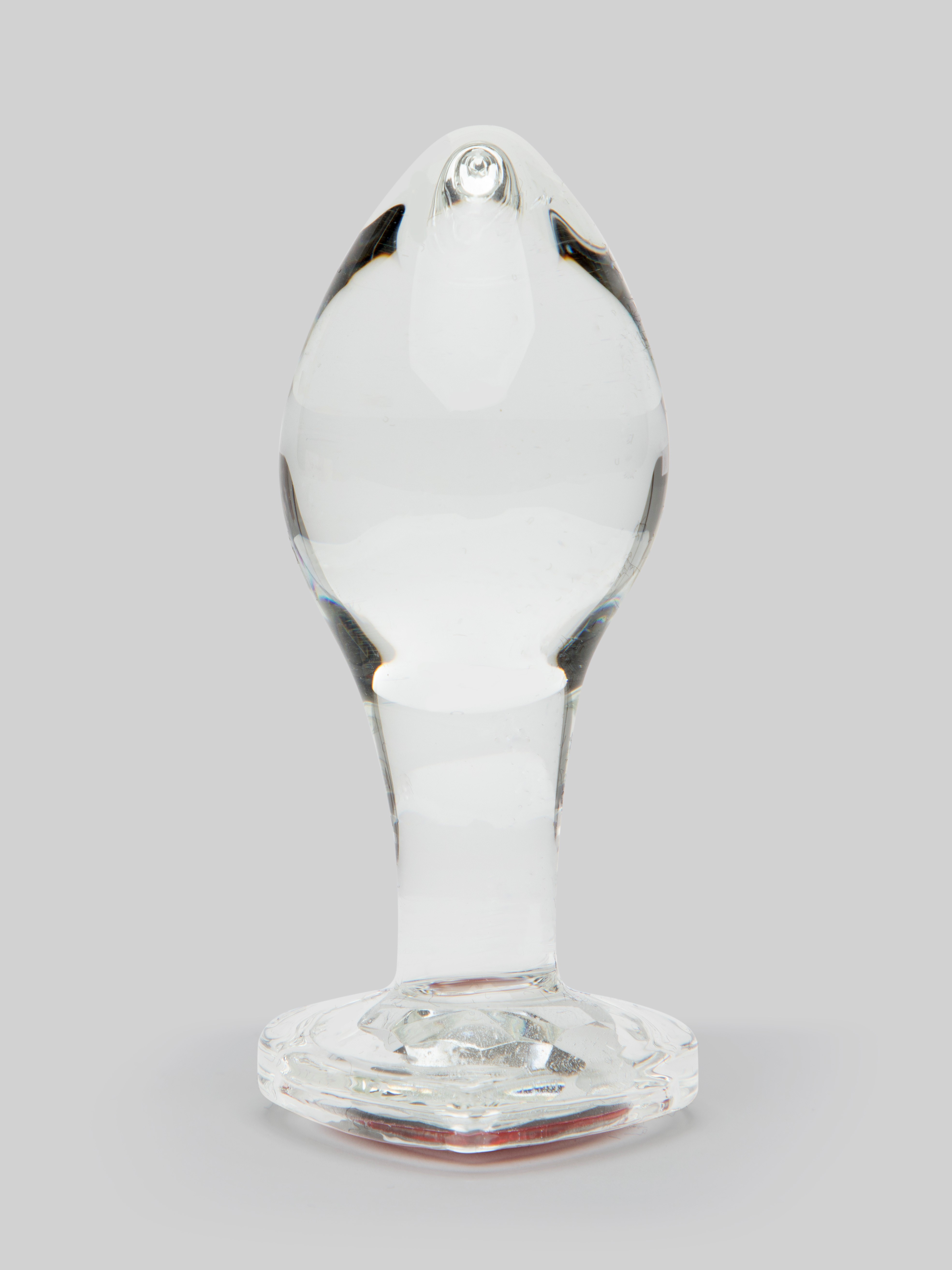 Lovehoney Sensual Glass Jewelled Heart Butt Plug 3 Inch, Clear, hi-res