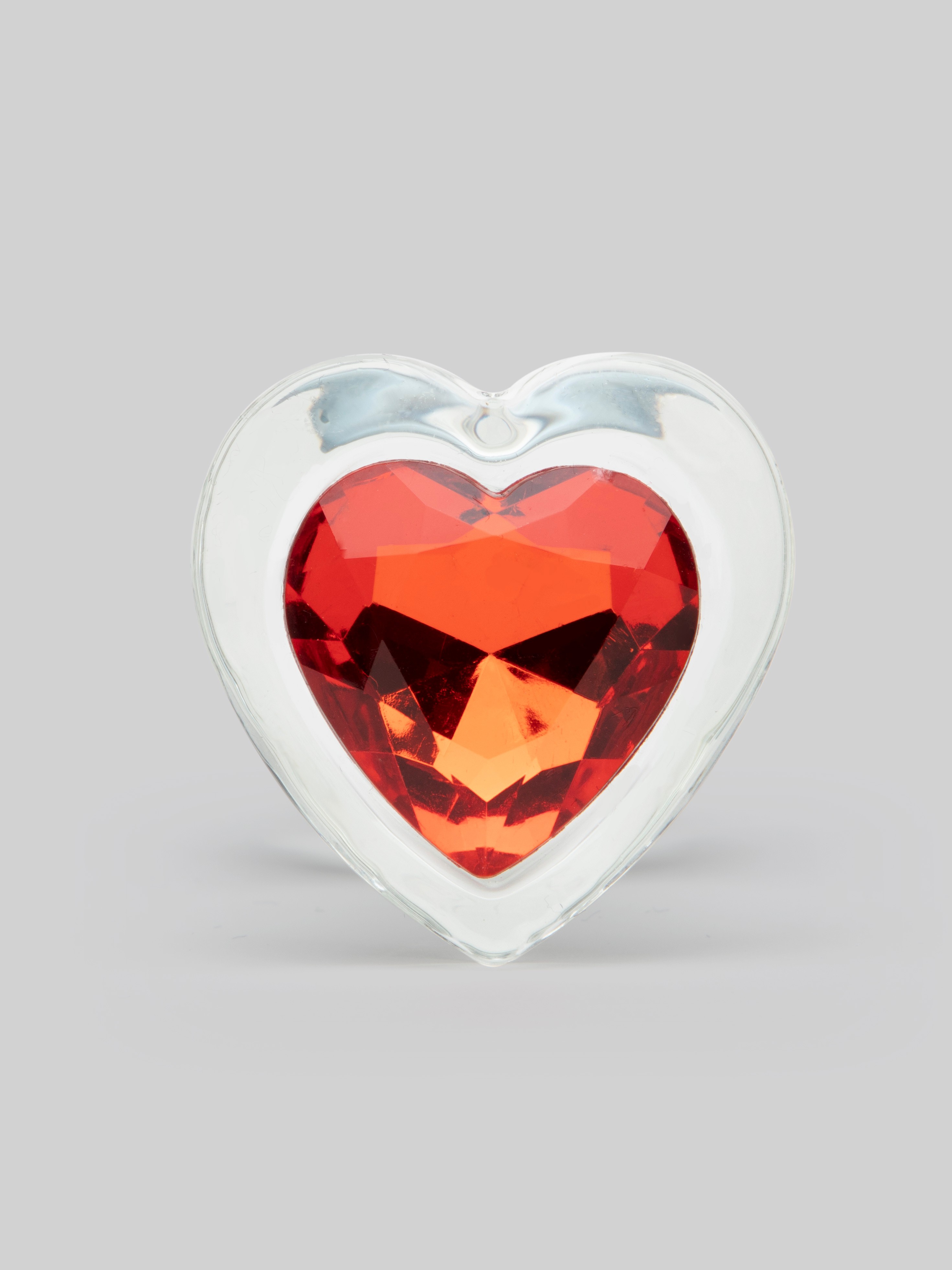 Lovehoney Sensual Glass Jewelled Heart Butt Plug 3 Inch, Clear, hi-res