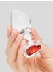 Lovehoney Sensual Glass Jeweled Heart Butt Plug 3 Inch, Clear, hi-res